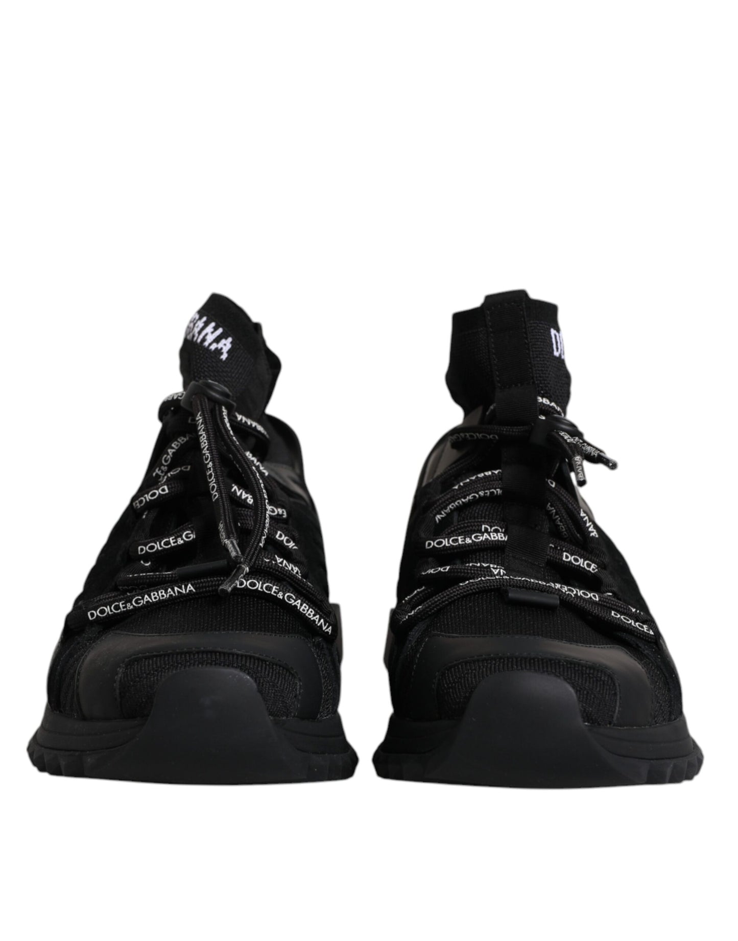 Dolce & Gabbana Schwarz Sorrento Logo Männer Sneakers Socken Schuhe
