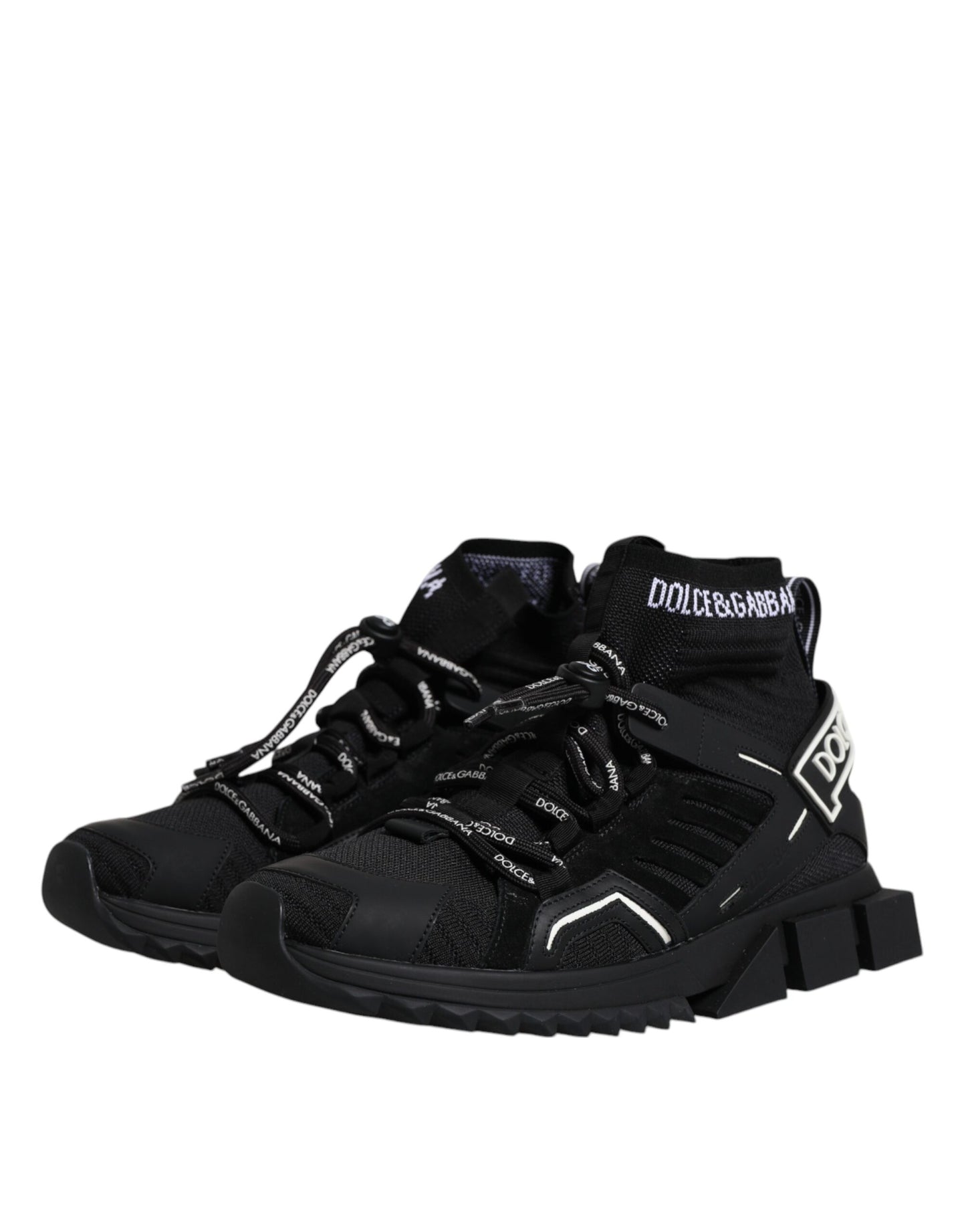 Dolce & Gabbana Schwarz Sorrento Logo Männer Sneakers Socken Schuhe
