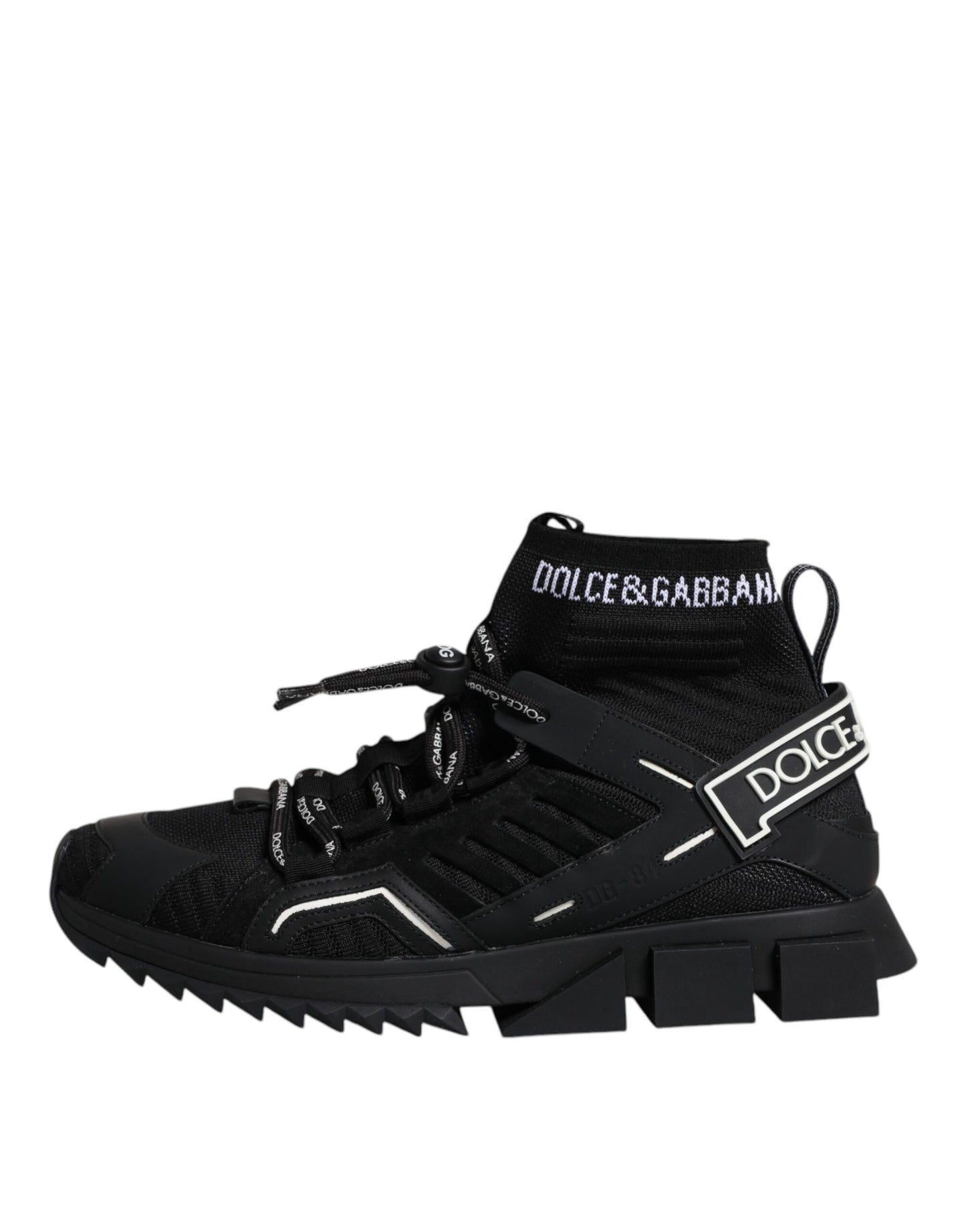 Dolce & Gabbana Schwarz Sorrento Logo Männer Sneakers Socken Schuhe