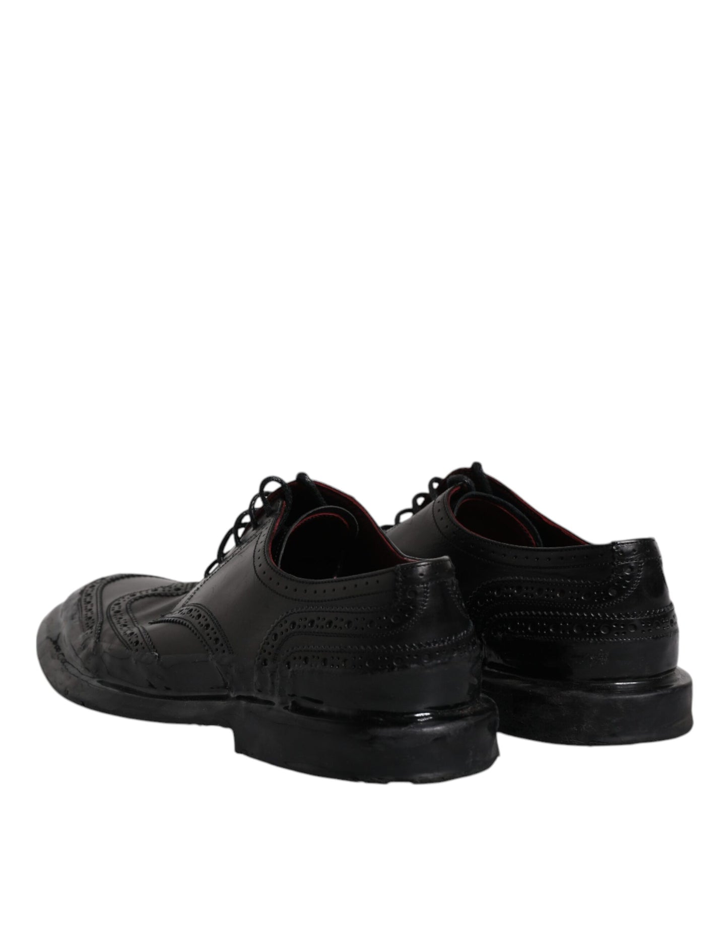 Dolce & Gabbana – Formelle Derby-Schuhe aus schwarzem Leder mit Flügelkappe