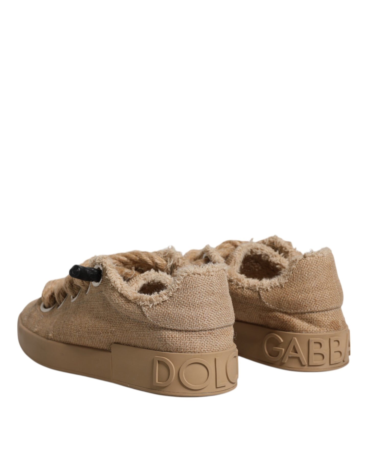 Dolce & Gabbana Braun Jute Stoff Low Top Herren Sneakers Schuhe