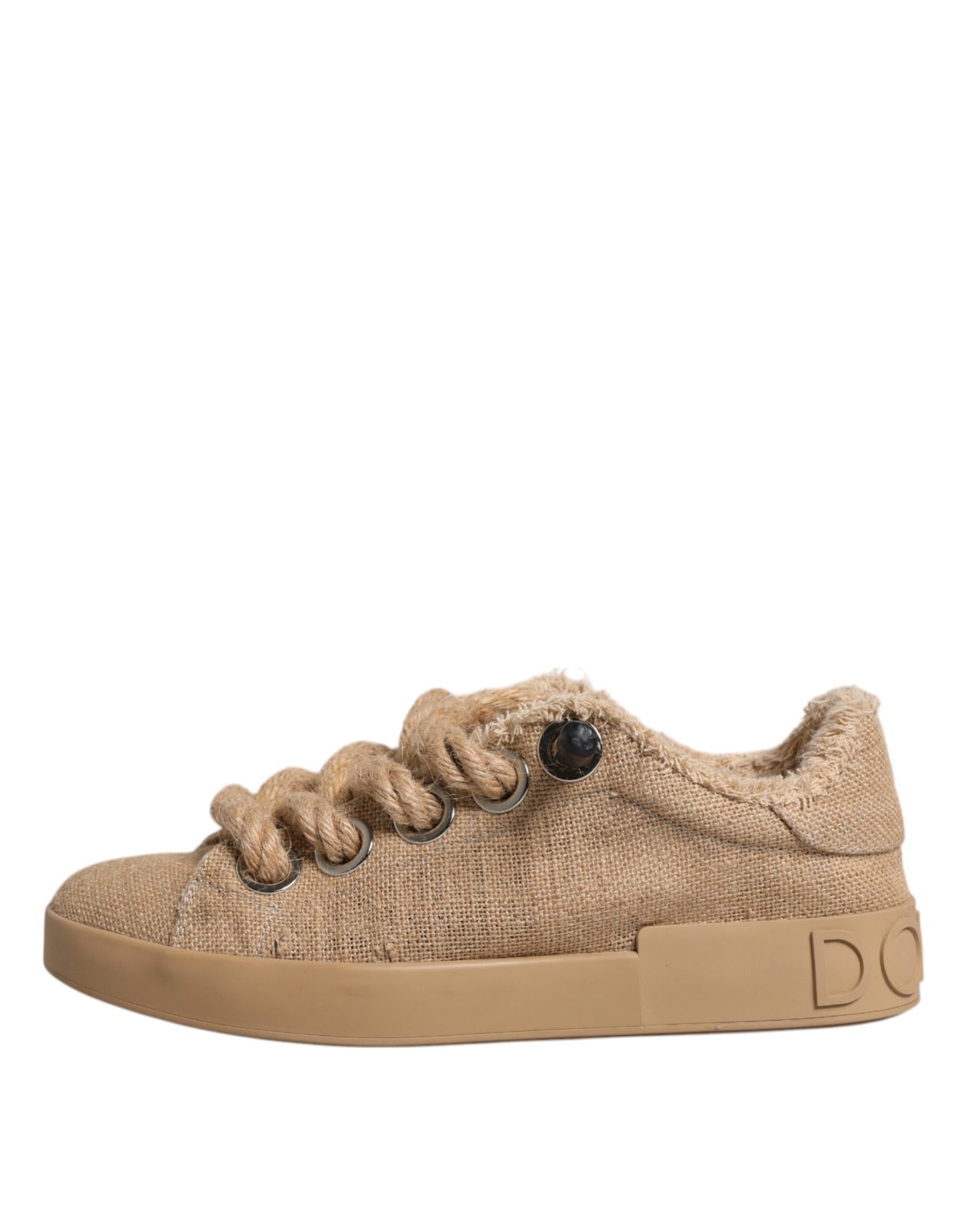 Dolce & Gabbana Braun Jute Stoff Low Top Herren Sneakers Schuhe