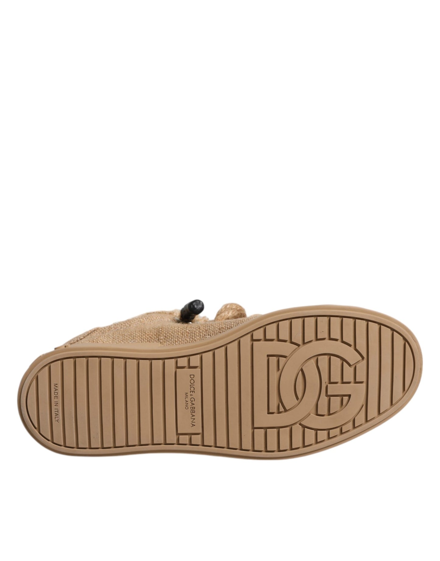 Dolce & Gabbana Braun Jute Stoff Low Top Herren Sneakers Schuhe