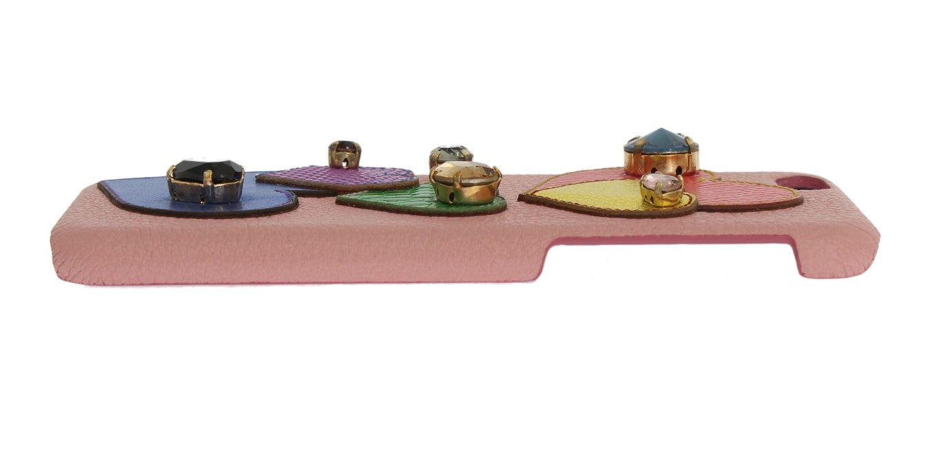 Dolce & Gabbana – Rosa Leder-Handyhülle mit Herz-Kristall