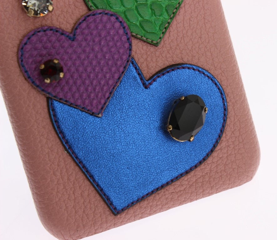 Dolce & Gabbana – Rosa Leder-Handyhülle mit Herz-Kristall