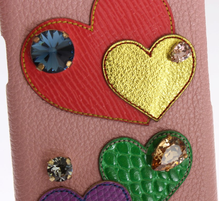 Dolce & Gabbana – Rosa Leder-Handyhülle mit Herz-Kristall