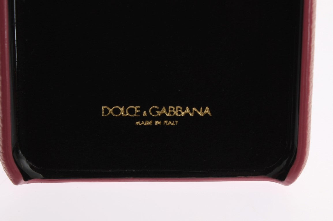 Dolce & Gabbana – Rosa Leder-Handyhülle mit Herz-Kristall