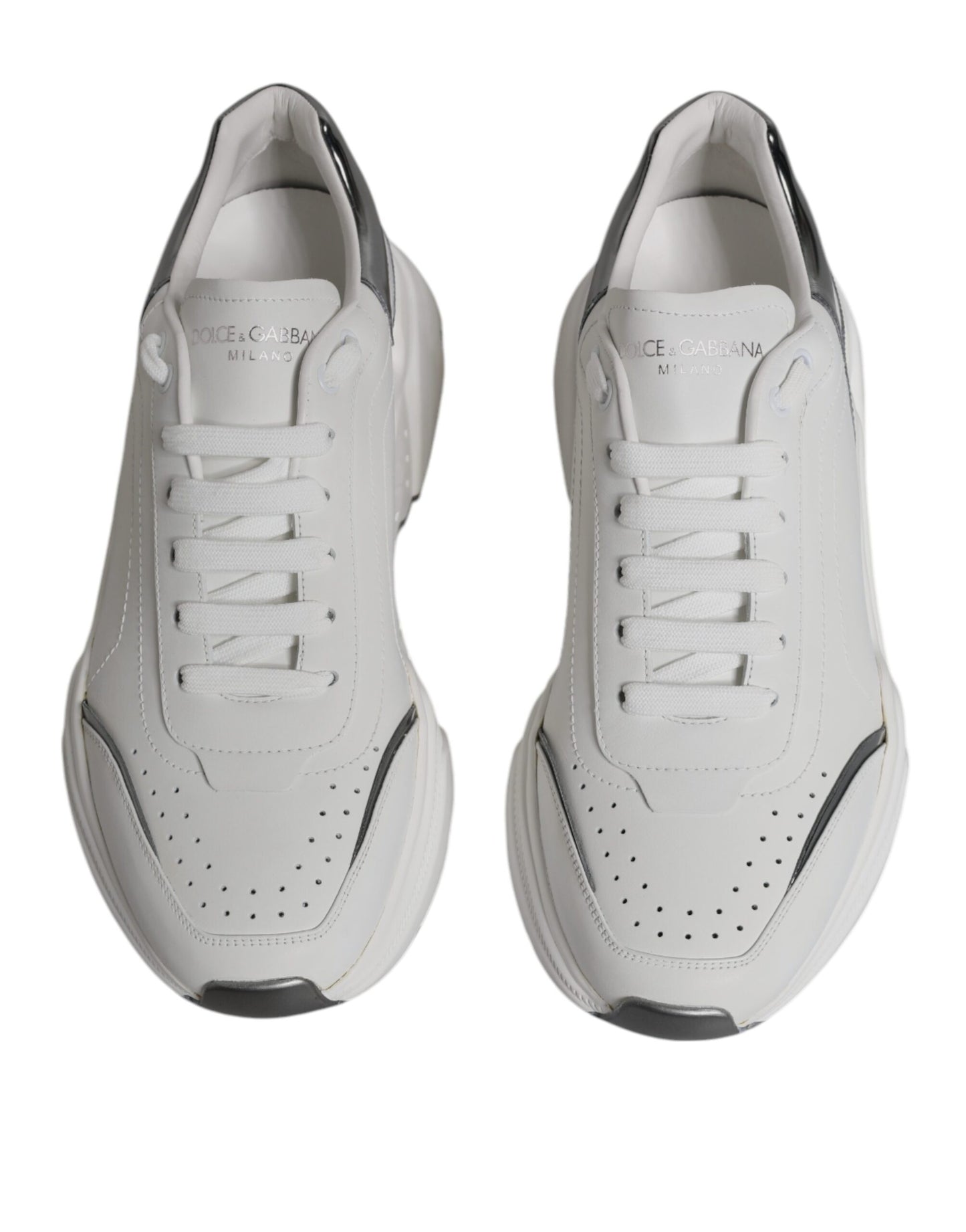 Dolce & Gabbana – Daymaster – Sneaker aus Leder in Weiß und Silber