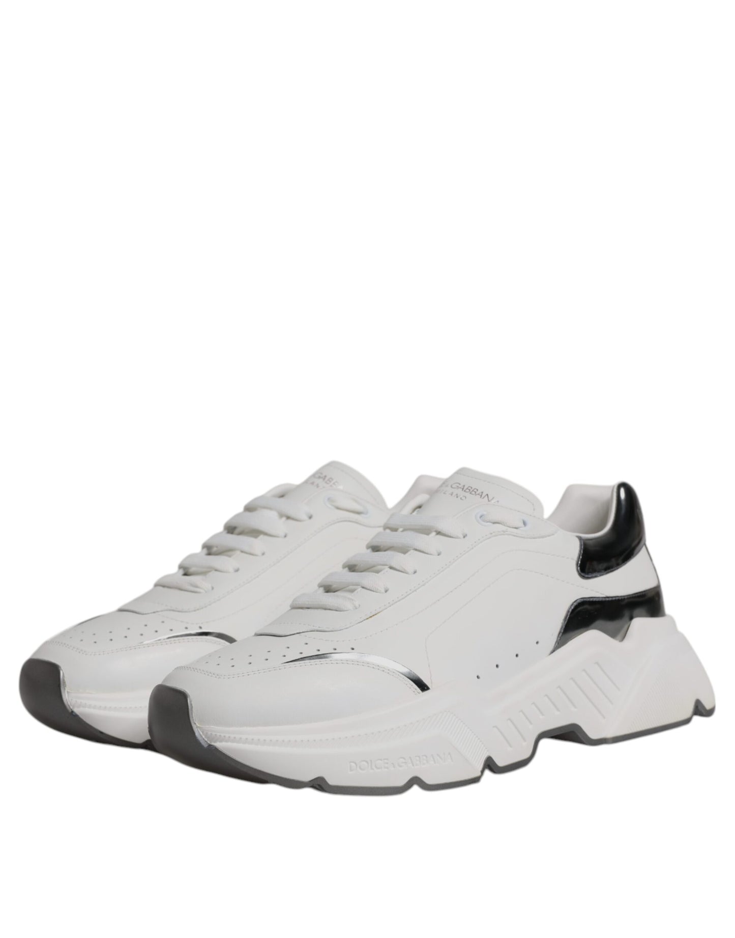 Dolce & Gabbana – Daymaster – Sneaker aus Leder in Weiß und Silber