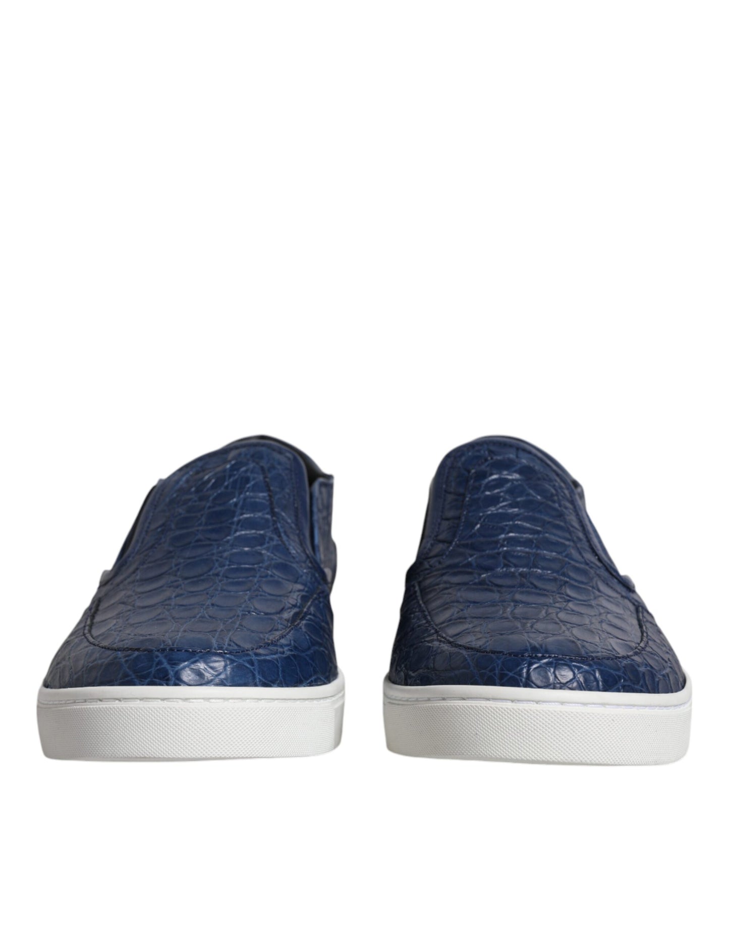 Dolce & Gabbana Blaue Krokodil Exotisches Leder Herren Sneakers Schuhe