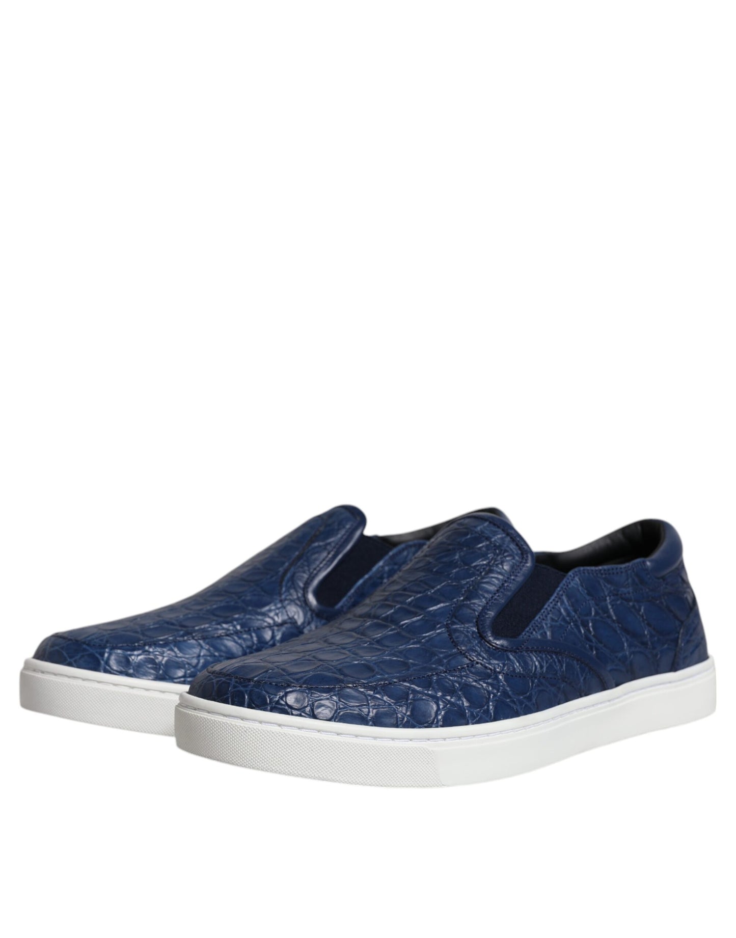 Dolce & Gabbana Blaue Krokodil Exotisches Leder Herren Sneakers Schuhe