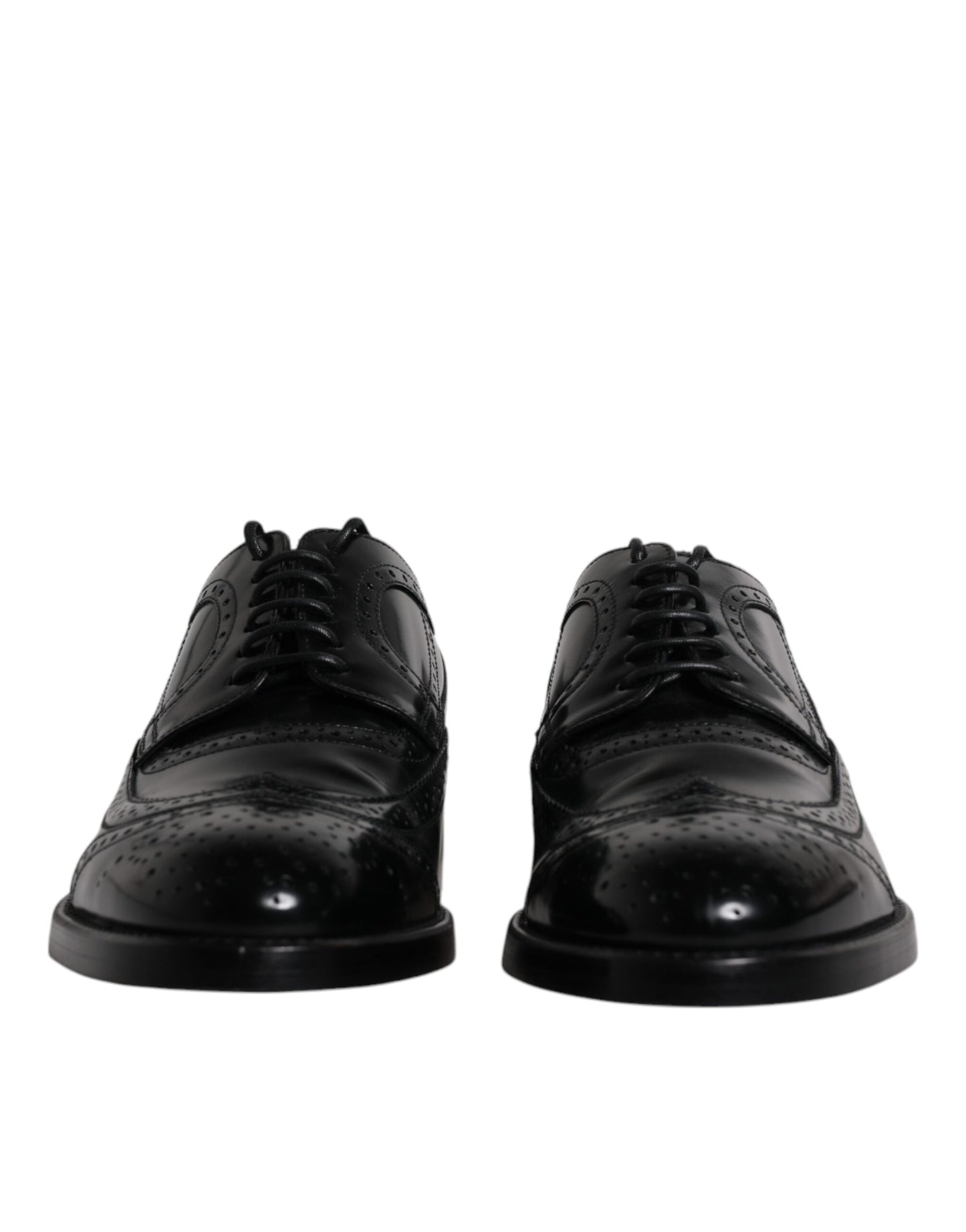 Dolce & Gabbana – Formelle Derby-Schuhe aus schwarzem Leder mit Flügelkappe