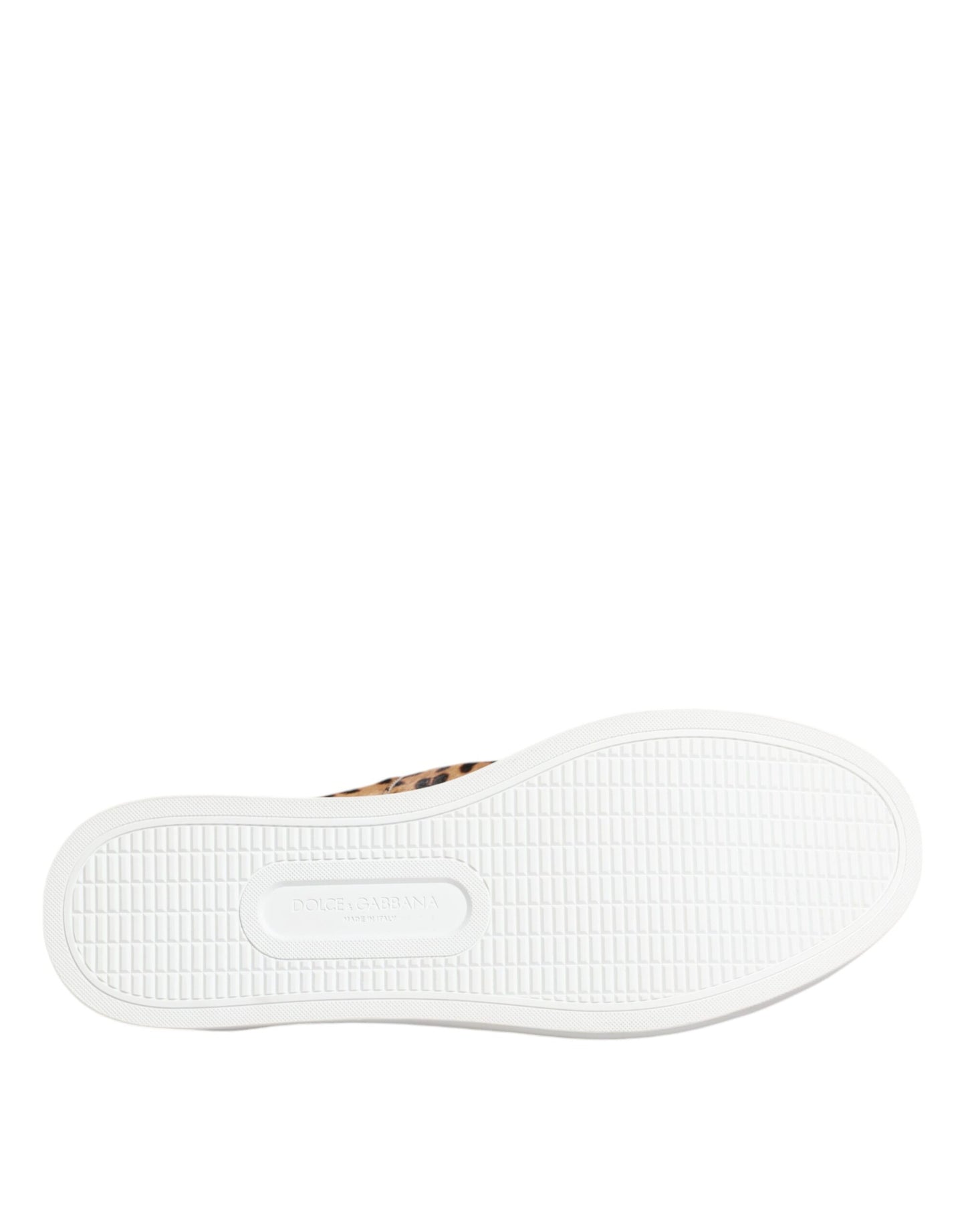 Dolce & Gabbana Braun Kalbsleder Pelz Leopard Männer Sneakers Schuhe