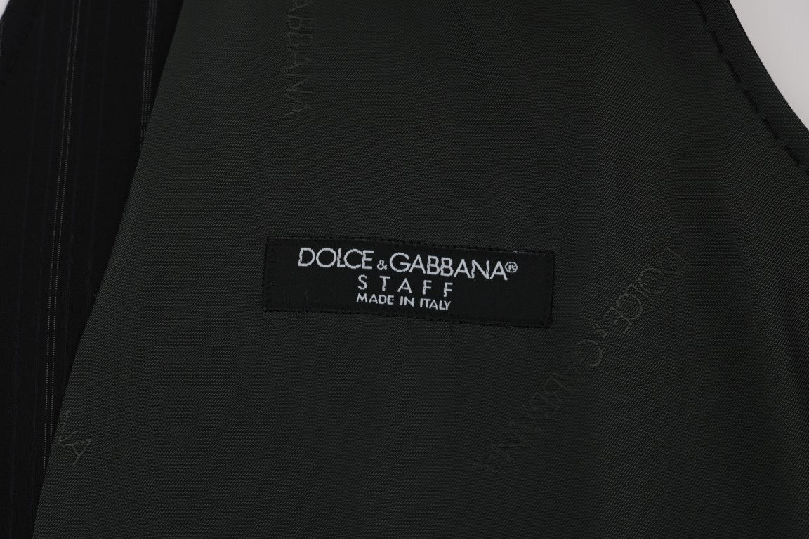 Dolce & Gabbana Schwarze STAFF-Weste aus gestreifter Baumwolle