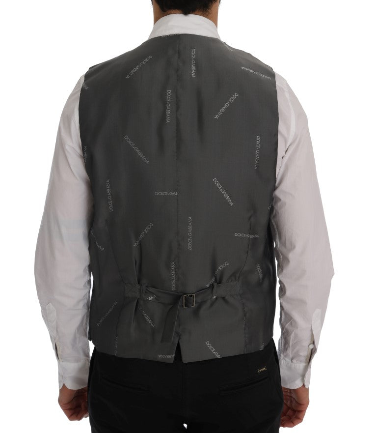 Dolce & Gabbana Graue gestreifte Baumwoll-Strickjacke STAFF