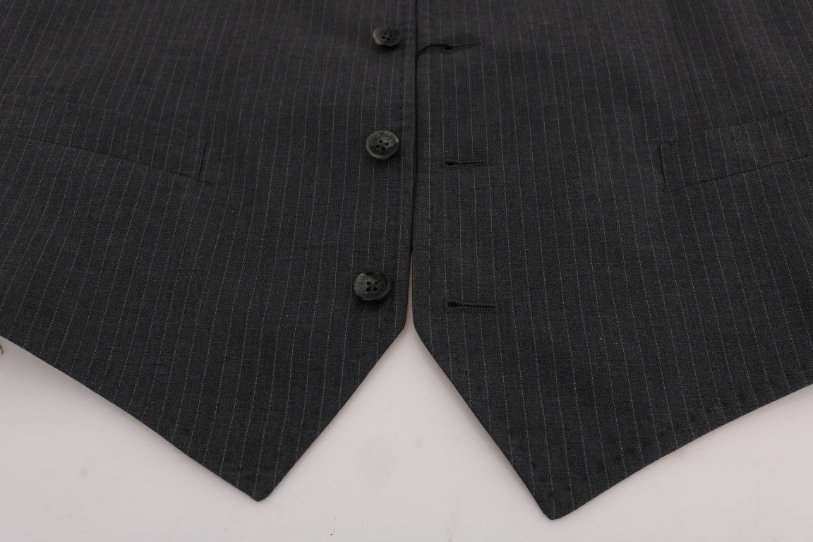 Dolce & Gabbana Graue gestreifte Baumwoll-Strickjacke STAFF