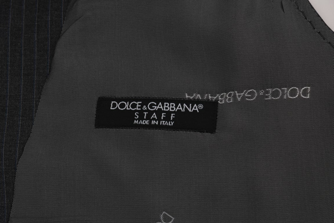 Dolce & Gabbana Graue gestreifte Baumwoll-Strickjacke STAFF