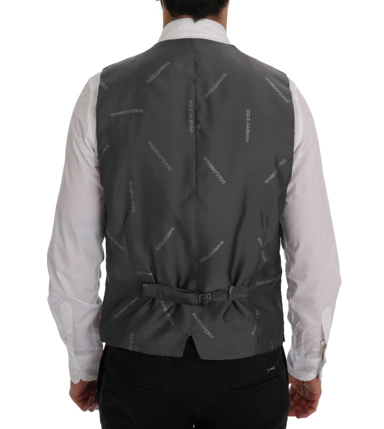 Dolce & Gabbana Graue gestreifte Baumwoll-Strickjacke STAFF
