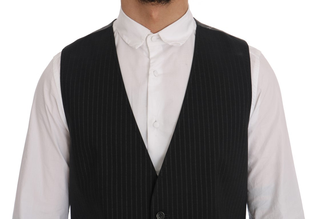 Dolce & Gabbana Graue gestreifte Baumwoll-Strickjacke STAFF