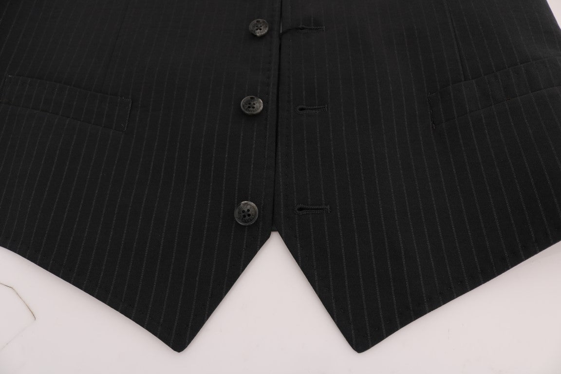 Dolce & Gabbana Graue gestreifte Baumwoll-Strickjacke STAFF