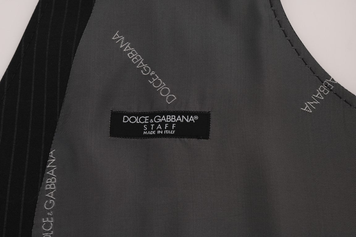 Dolce & Gabbana Graue gestreifte Baumwoll-Strickjacke STAFF