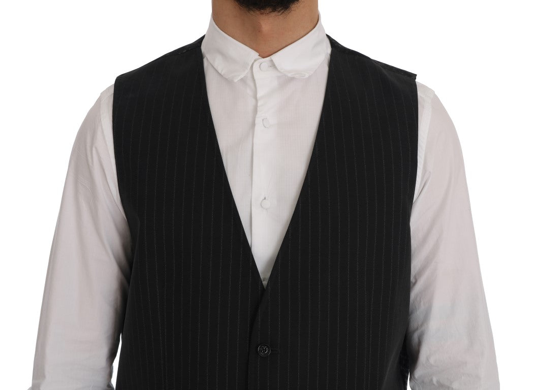 Dolce & Gabbana Graue gestreifte Baumwoll-Strickjacke STAFF
