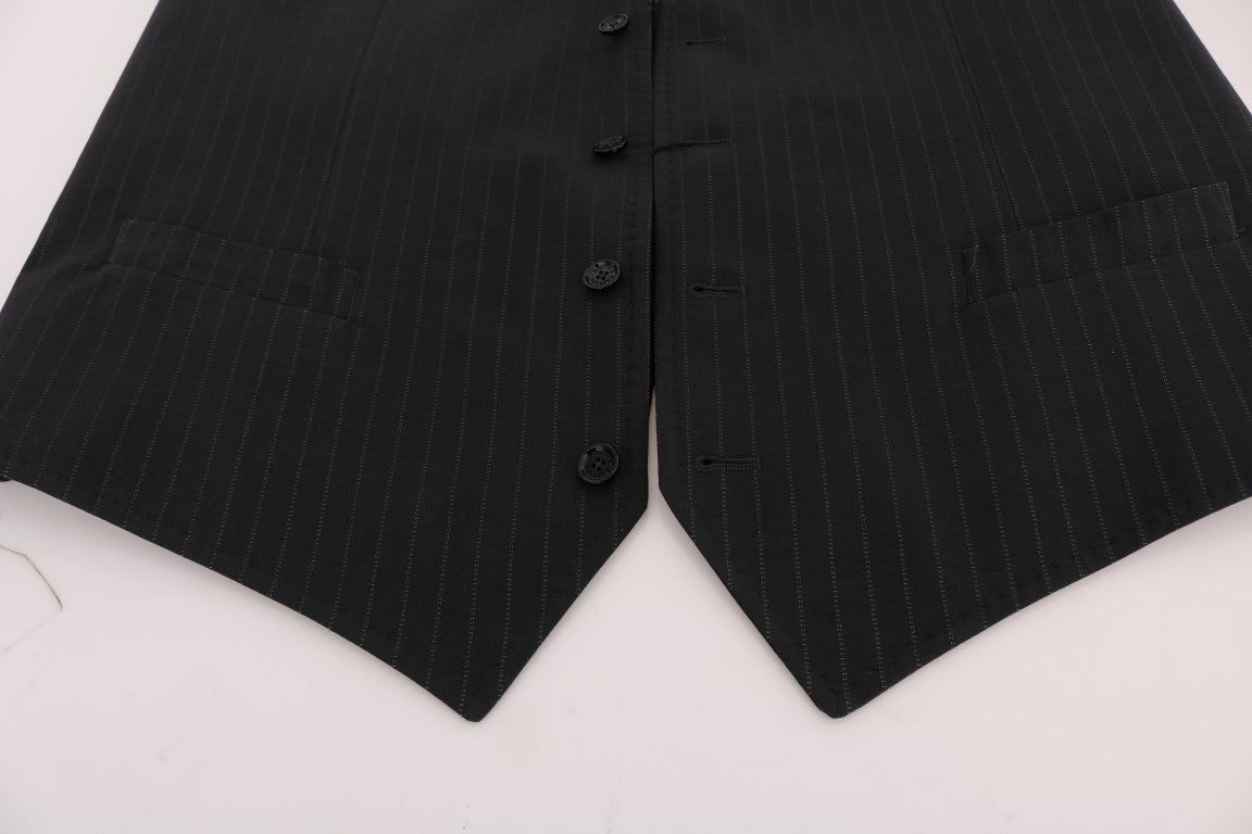 Dolce & Gabbana Graue gestreifte Baumwoll-Strickjacke STAFF