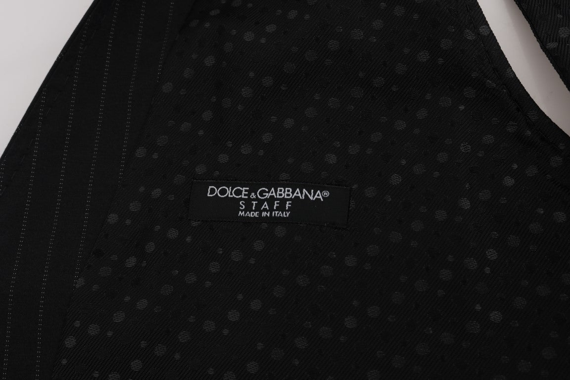 Dolce & Gabbana Graue gestreifte Baumwoll-Strickjacke STAFF