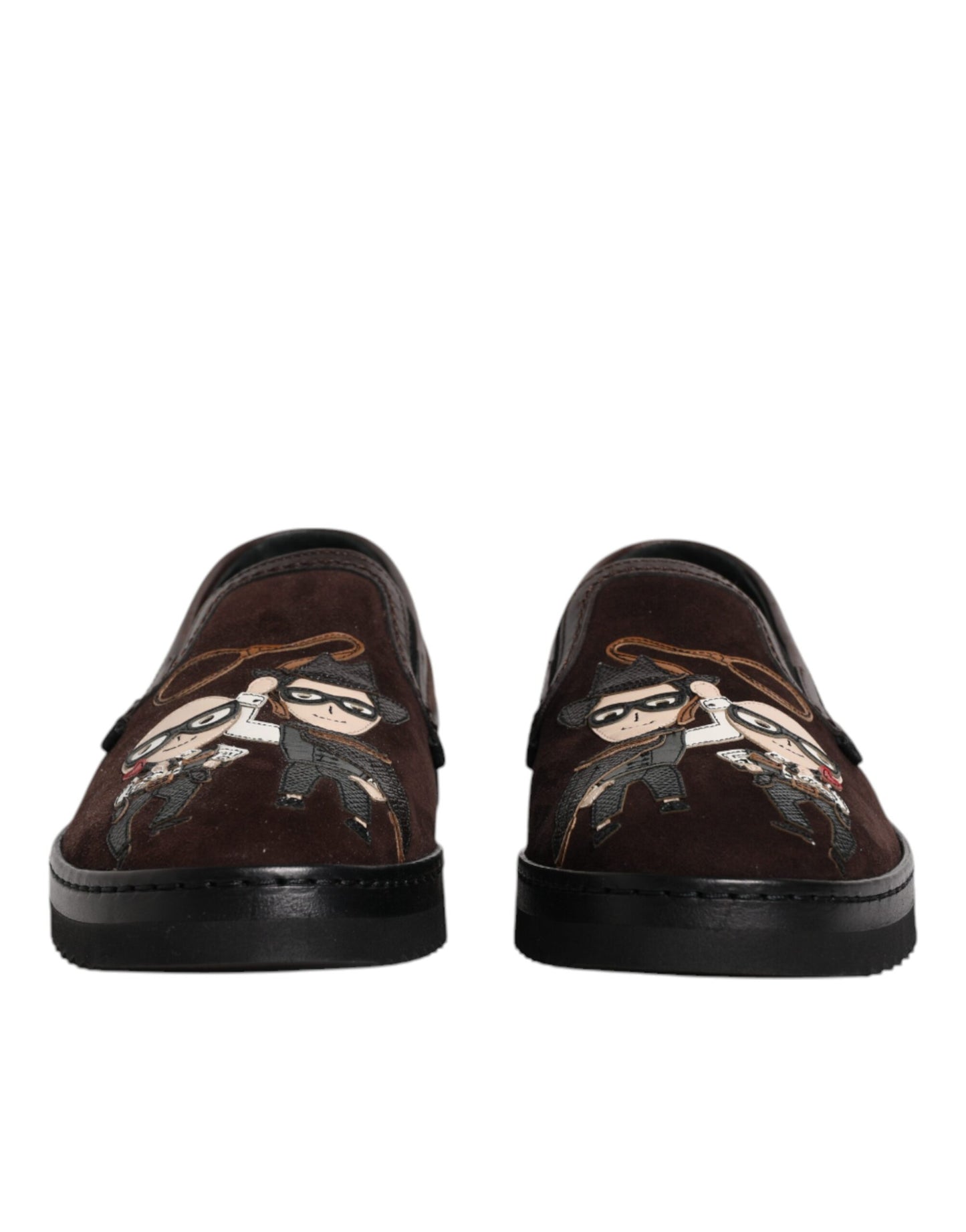 Dolce & Gabbana – DG Family – Flache Slipper aus Wildleder in Braun