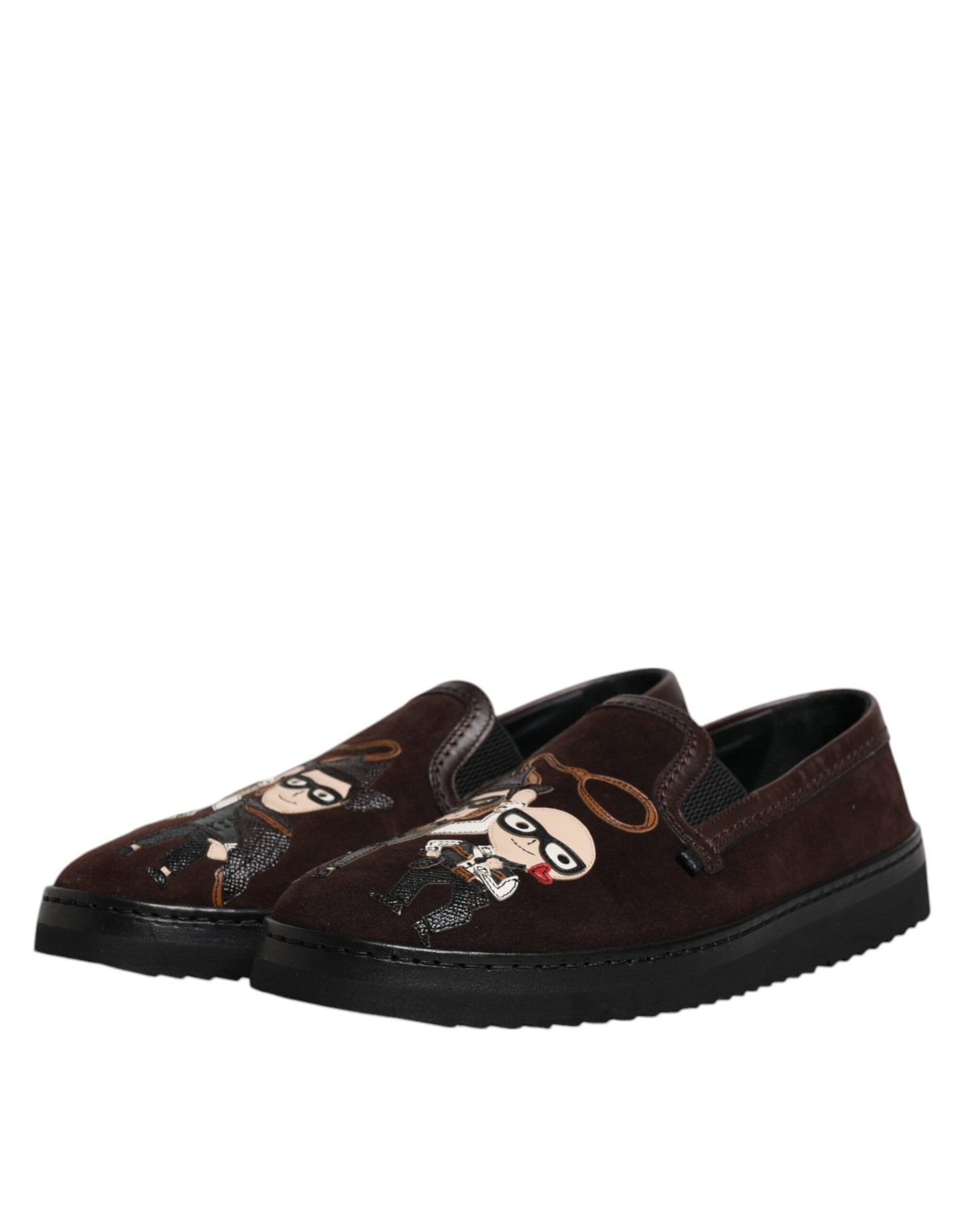 Dolce & Gabbana – DG Family – Flache Slipper aus Wildleder in Braun