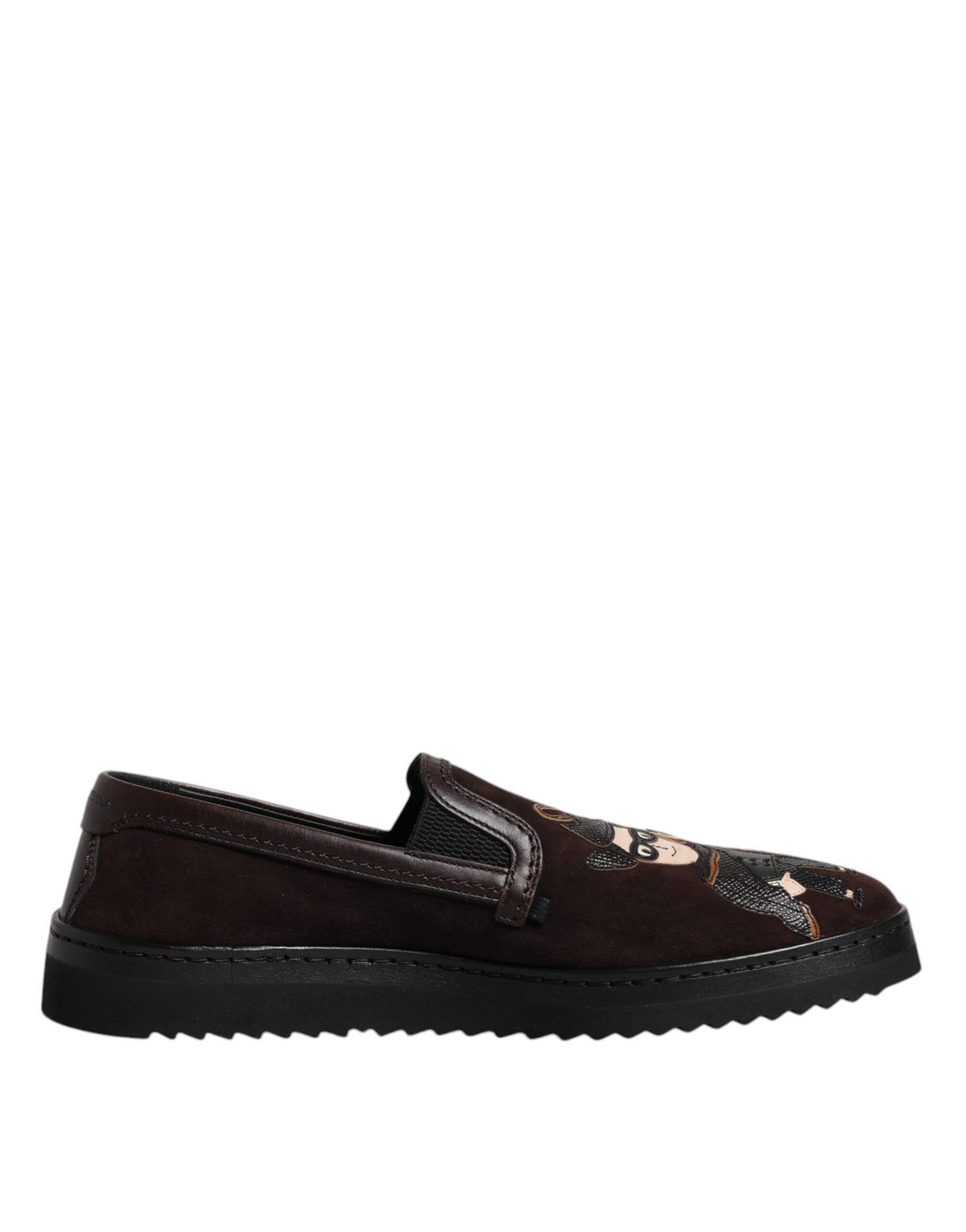 Dolce & Gabbana – DG Family – Flache Slipper aus Wildleder in Braun