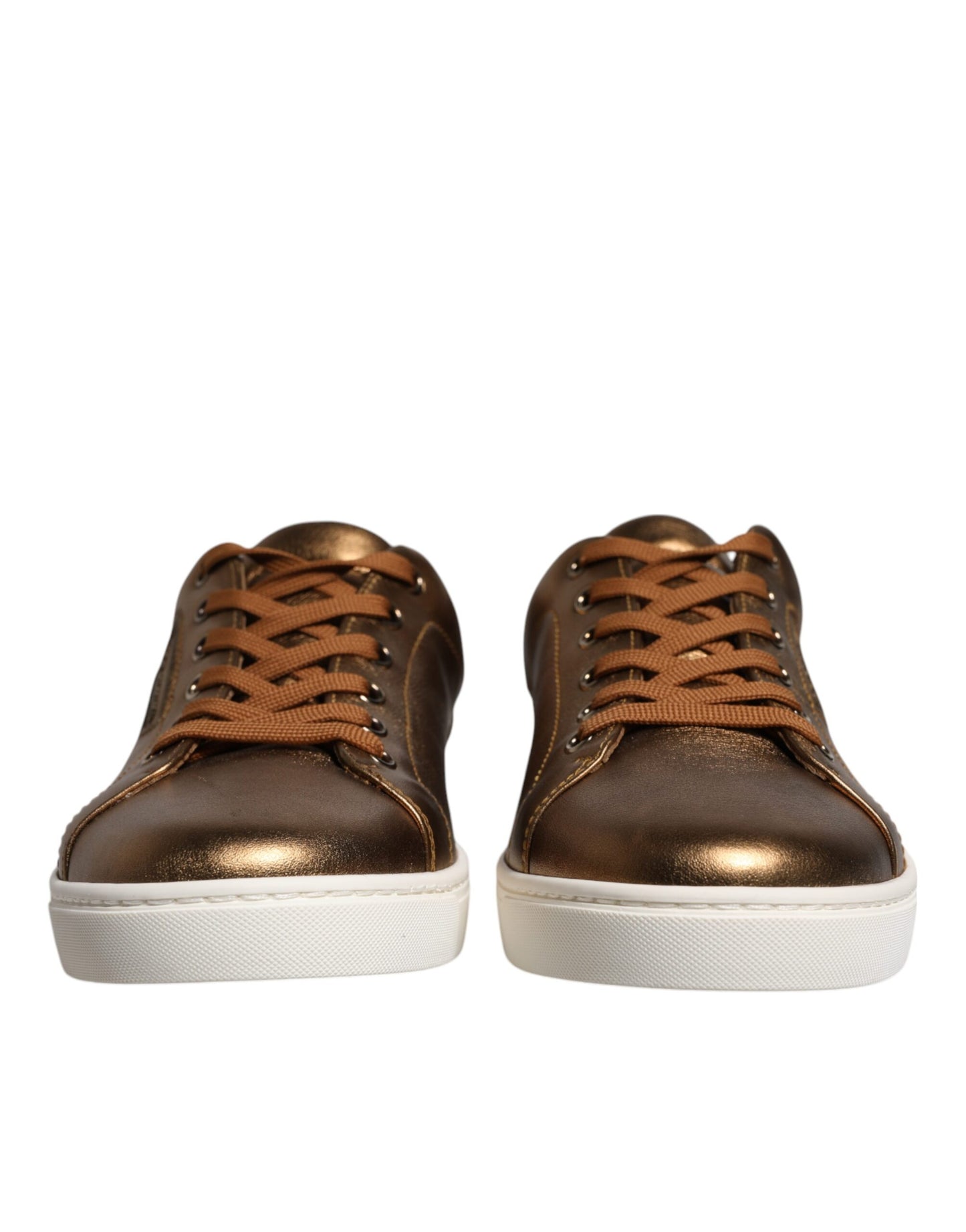 Dolce & Gabbana London Herren Sneaker aus goldenem Leder mit Logo
