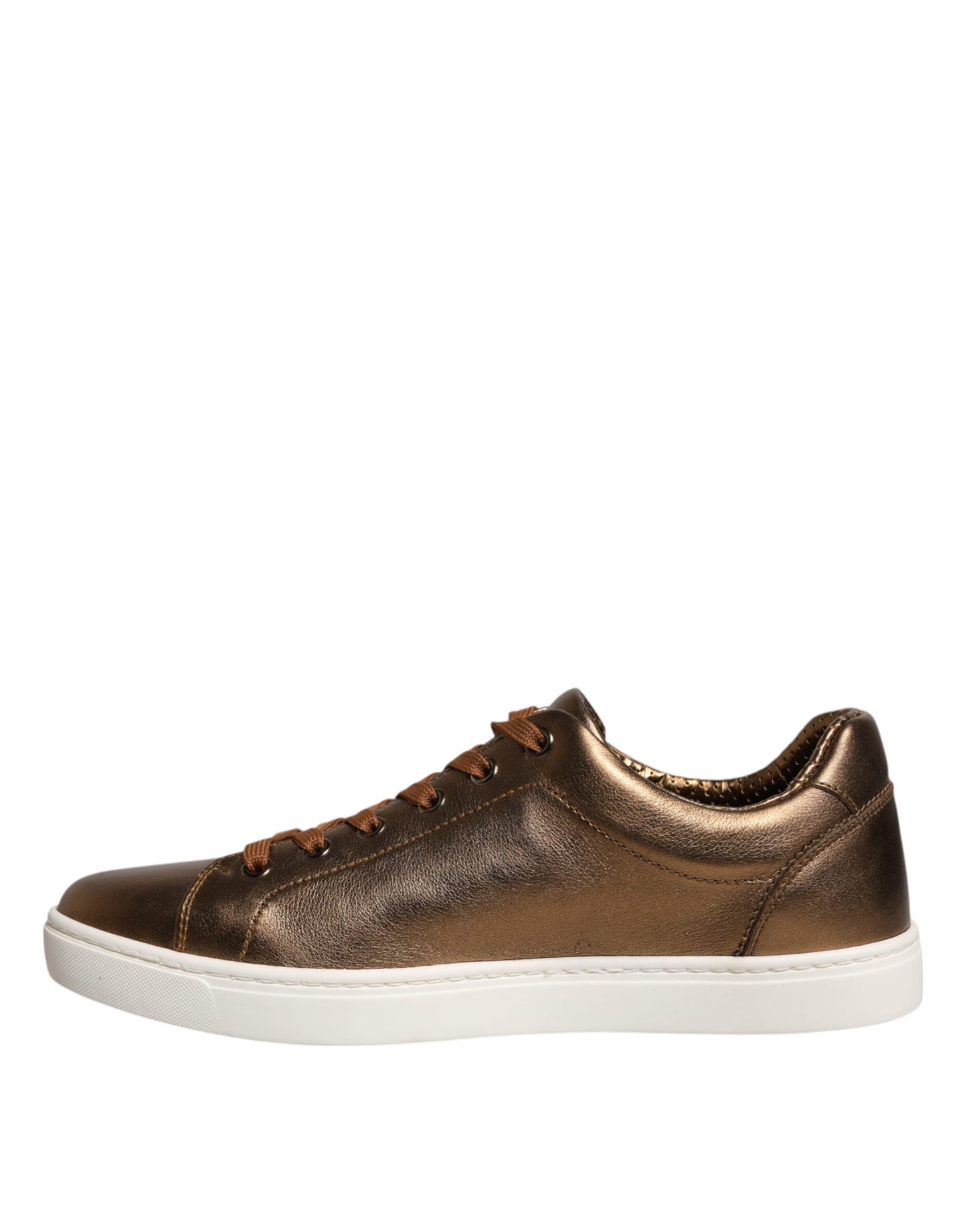 Dolce & Gabbana London Herren Sneaker aus goldenem Leder mit Logo