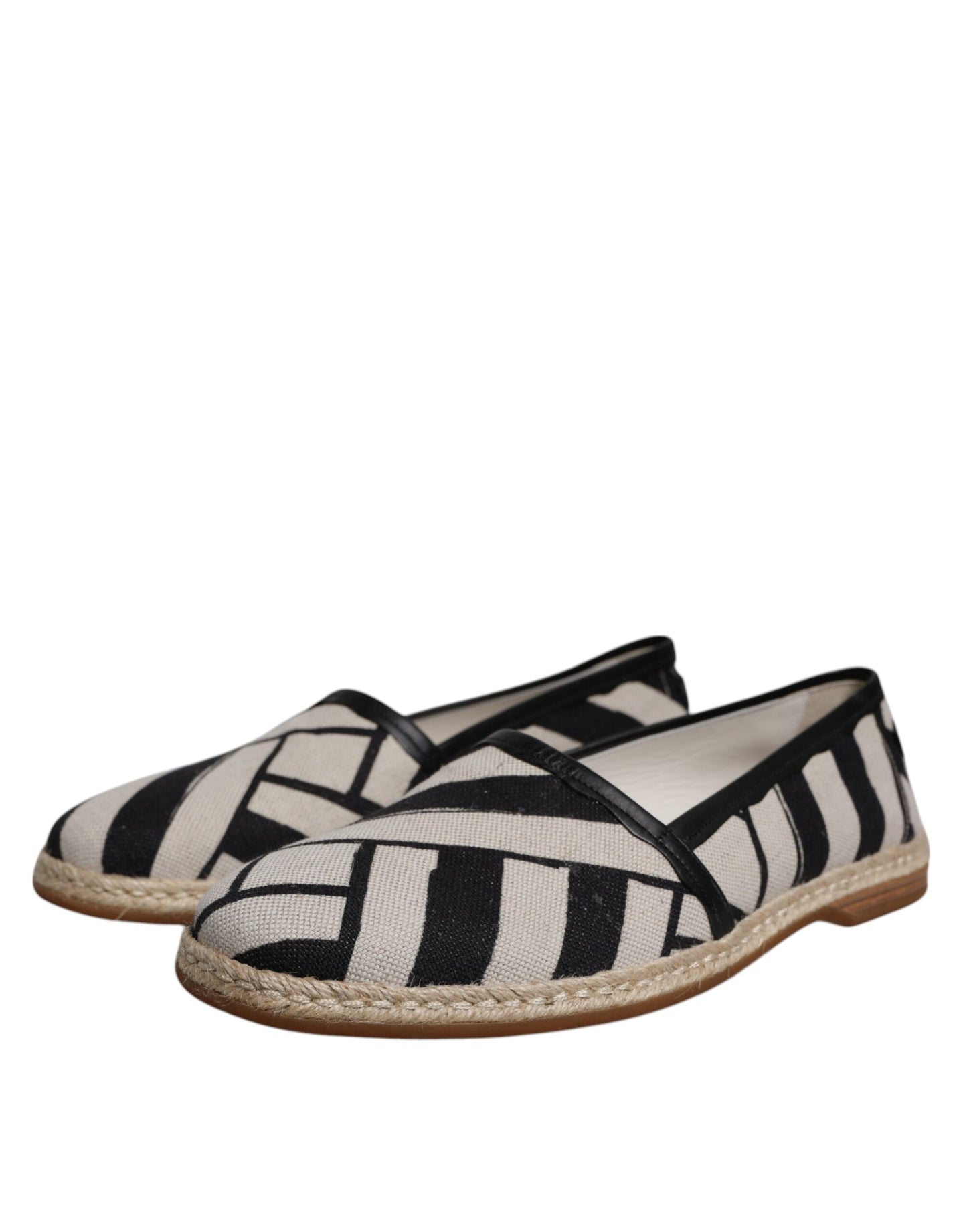 Dolce & Gabbana – Espadrille-Schuhe zum Hineinschlüpfen in Schwarz und Weiß mit Streifen