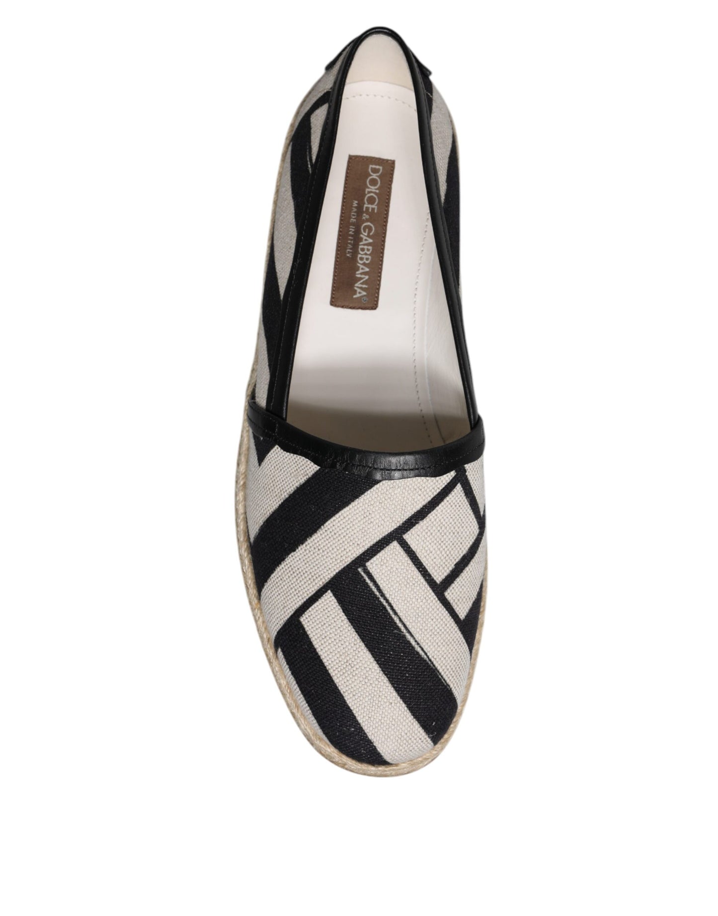 Dolce & Gabbana – Espadrille-Schuhe zum Hineinschlüpfen in Schwarz und Weiß mit Streifen