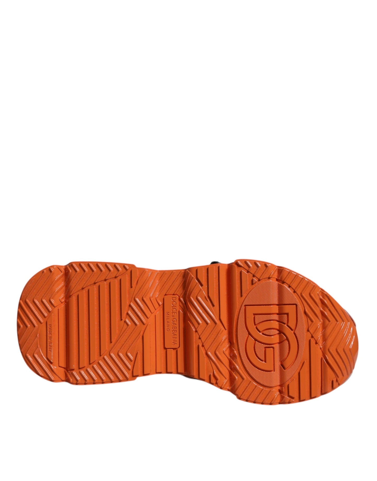 Dolce & Gabbana – Orangefarbene, klobige High-Top-Sneakers mit mehreren Einsätzen