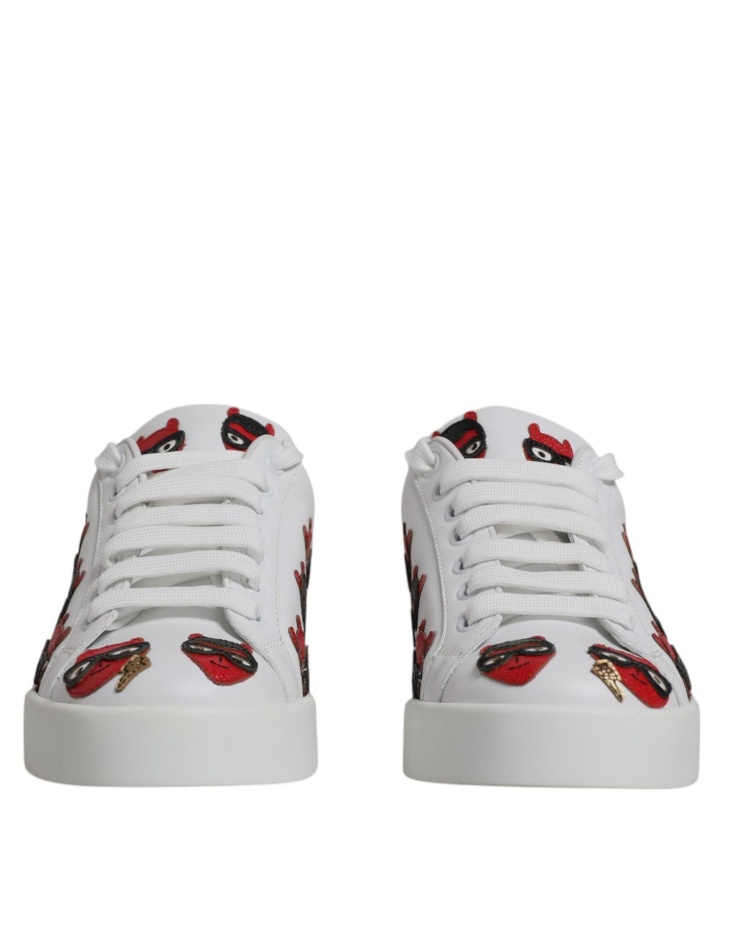 Dolce & Gabbana – Weiße Portofino-Sneaker mit Teufelsgesicht