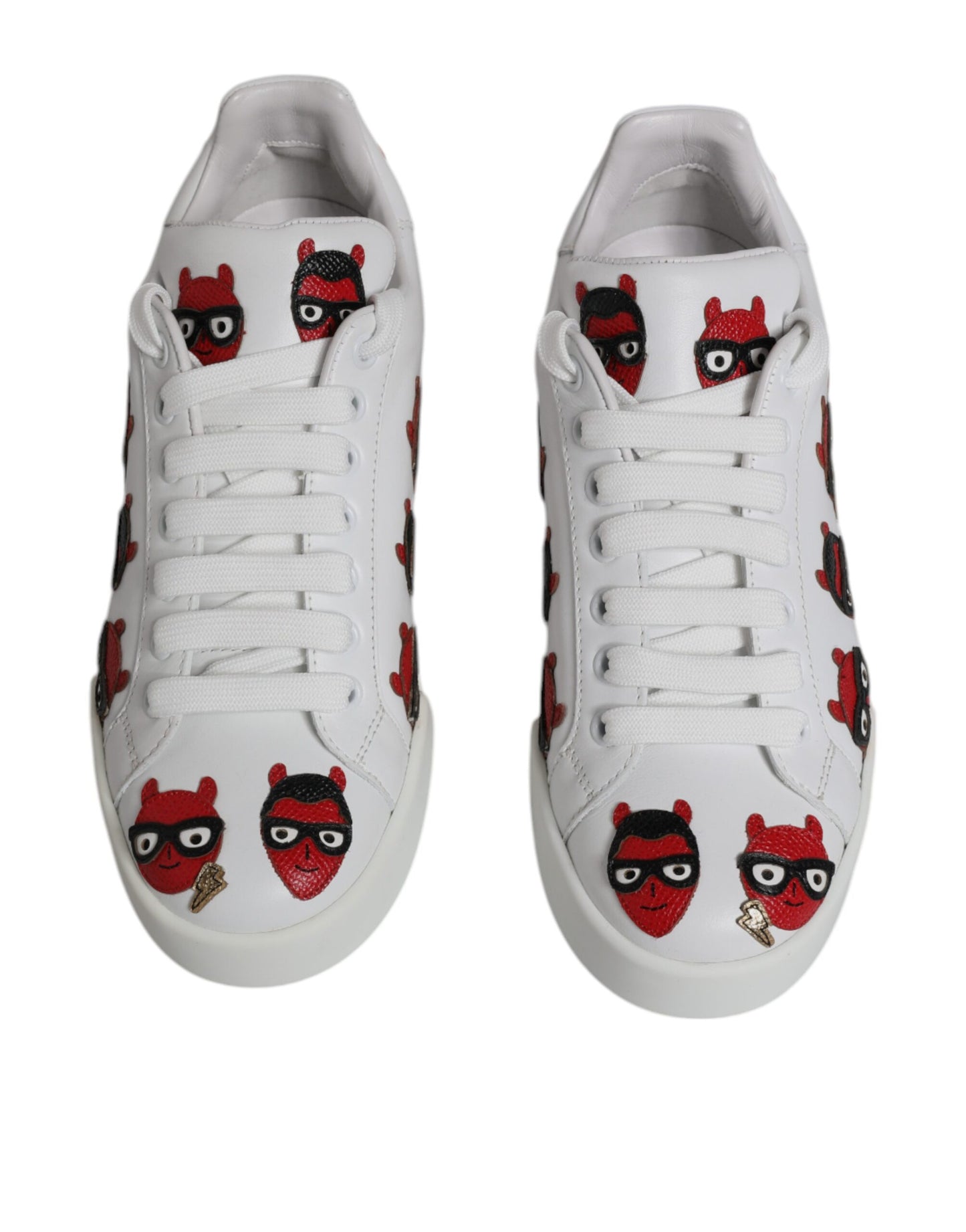 Dolce & Gabbana – Weiße Portofino-Sneaker mit Teufelsgesicht