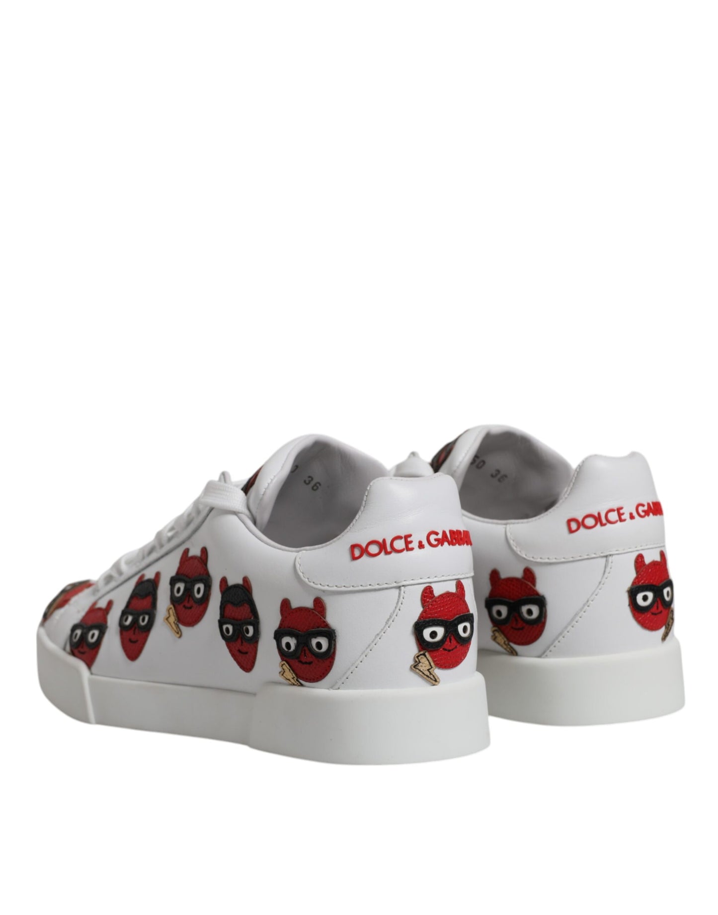 Dolce & Gabbana – Weiße Portofino-Sneaker mit Teufelsgesicht
