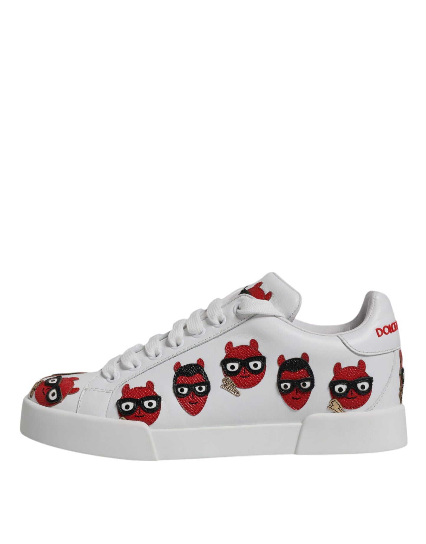 Dolce & Gabbana – Weiße Portofino-Sneaker mit Teufelsgesicht