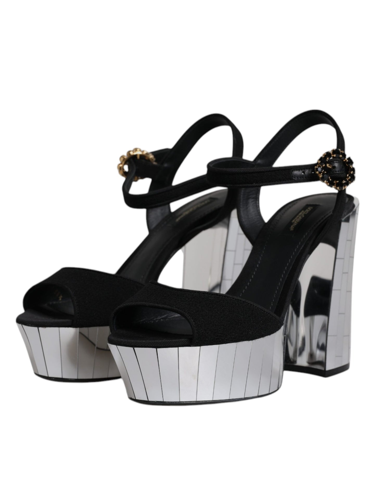 Dolce & Gabbana Schwarze Spiegel-Plateau-Sandalen