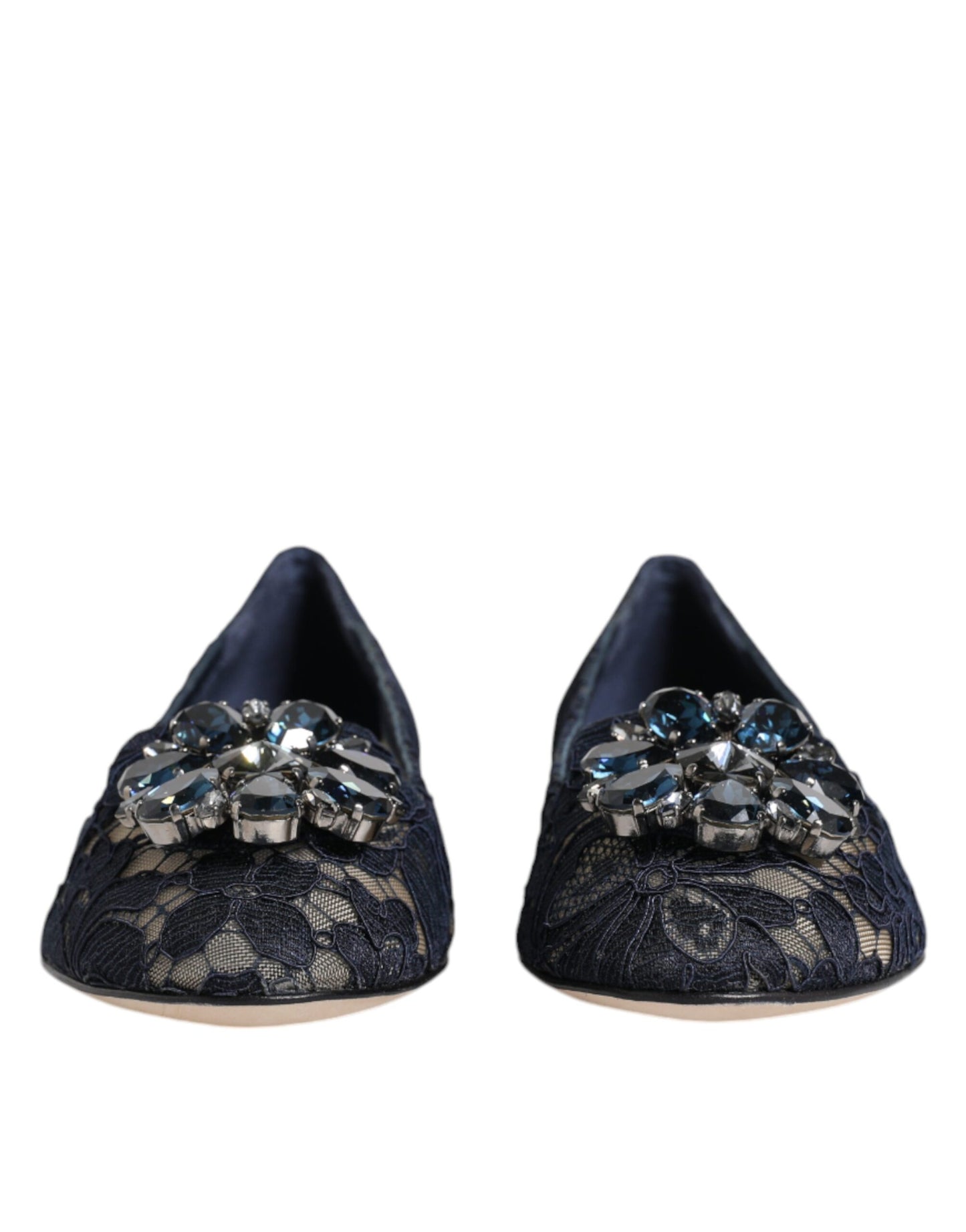 Dolce & Gabbana – Blaue Taormina-Ballerinas mit Spitzenkristallen