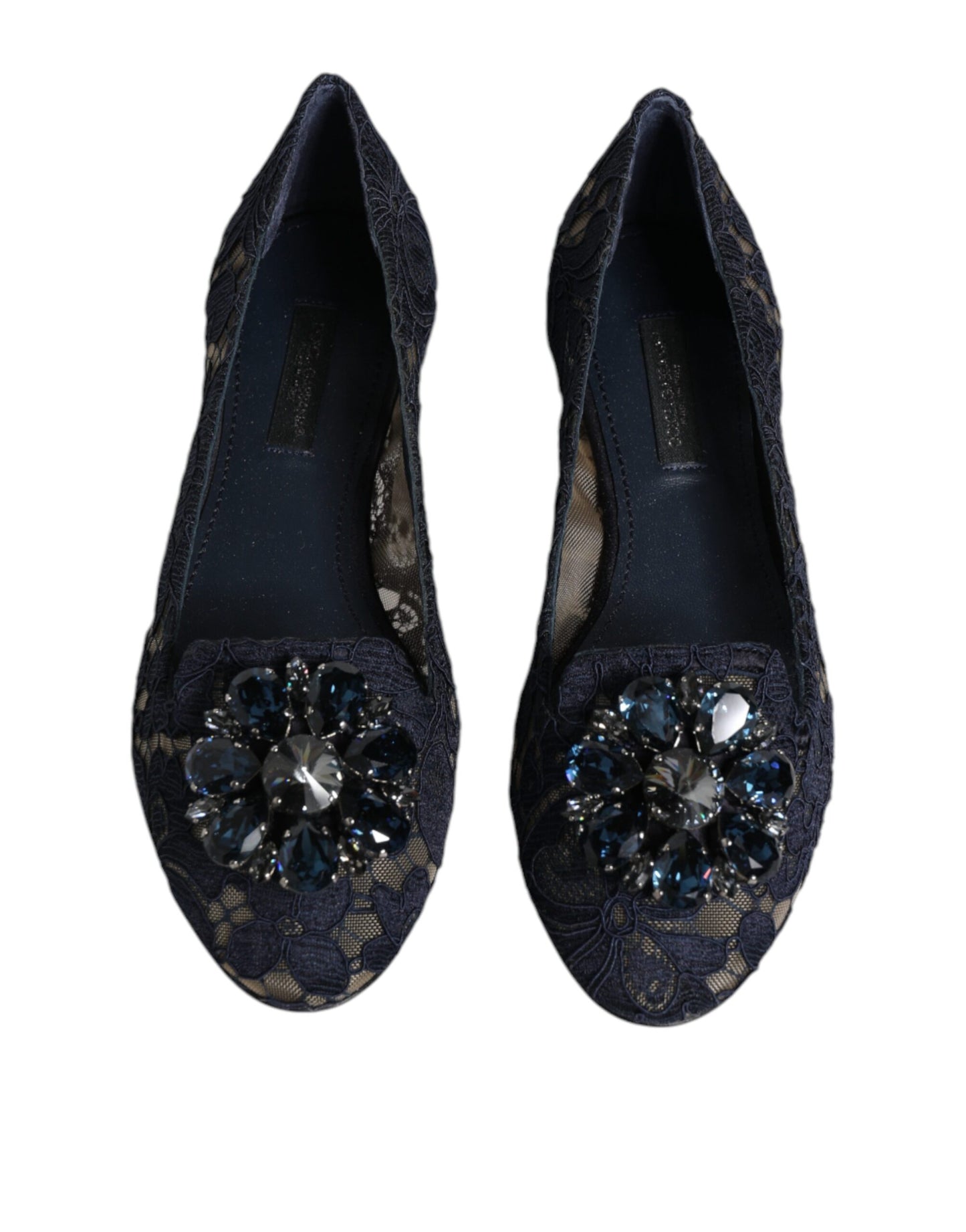 Dolce & Gabbana – Blaue Taormina-Ballerinas mit Spitzenkristallen