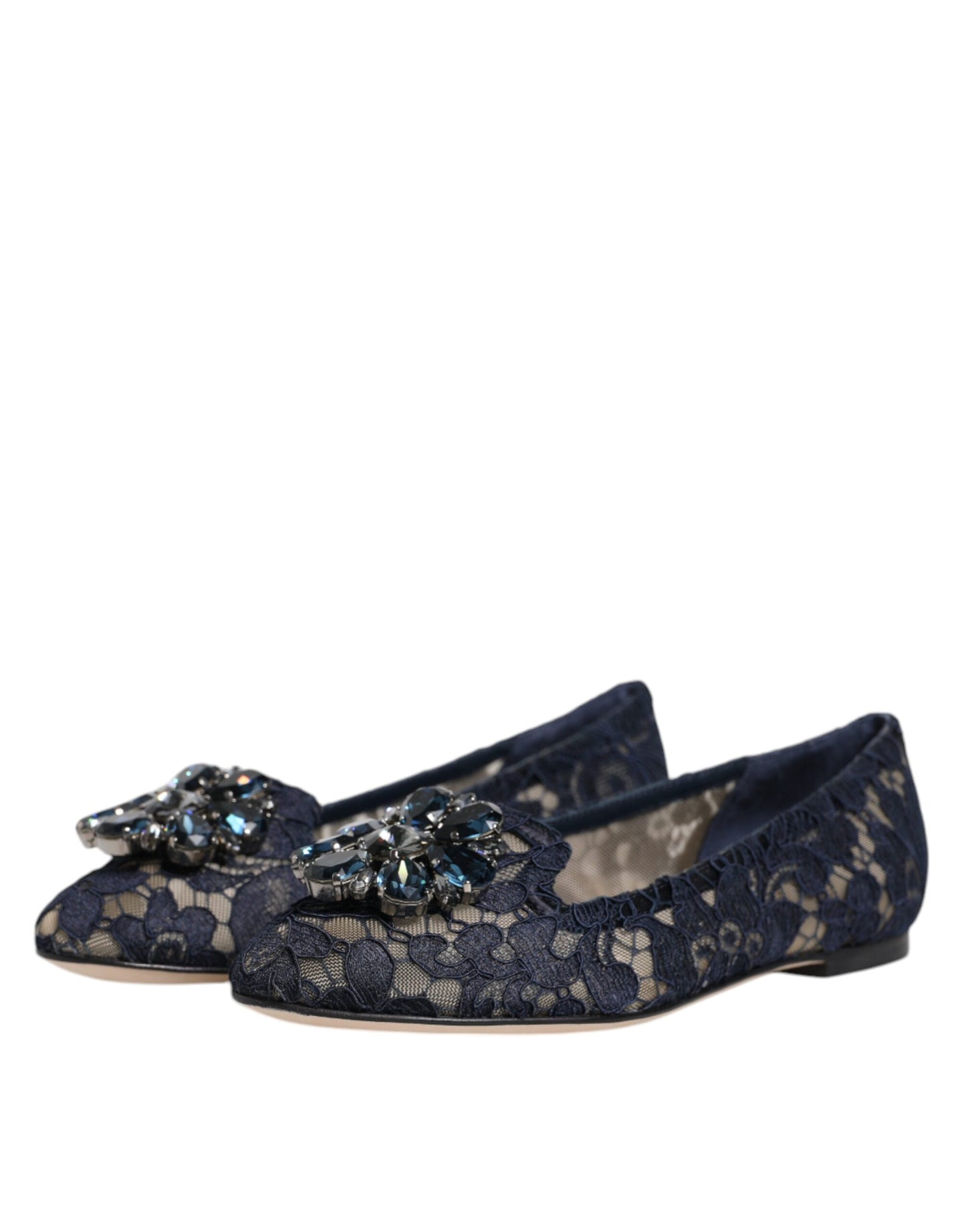 Dolce & Gabbana – Blaue Taormina-Ballerinas mit Spitzenkristallen