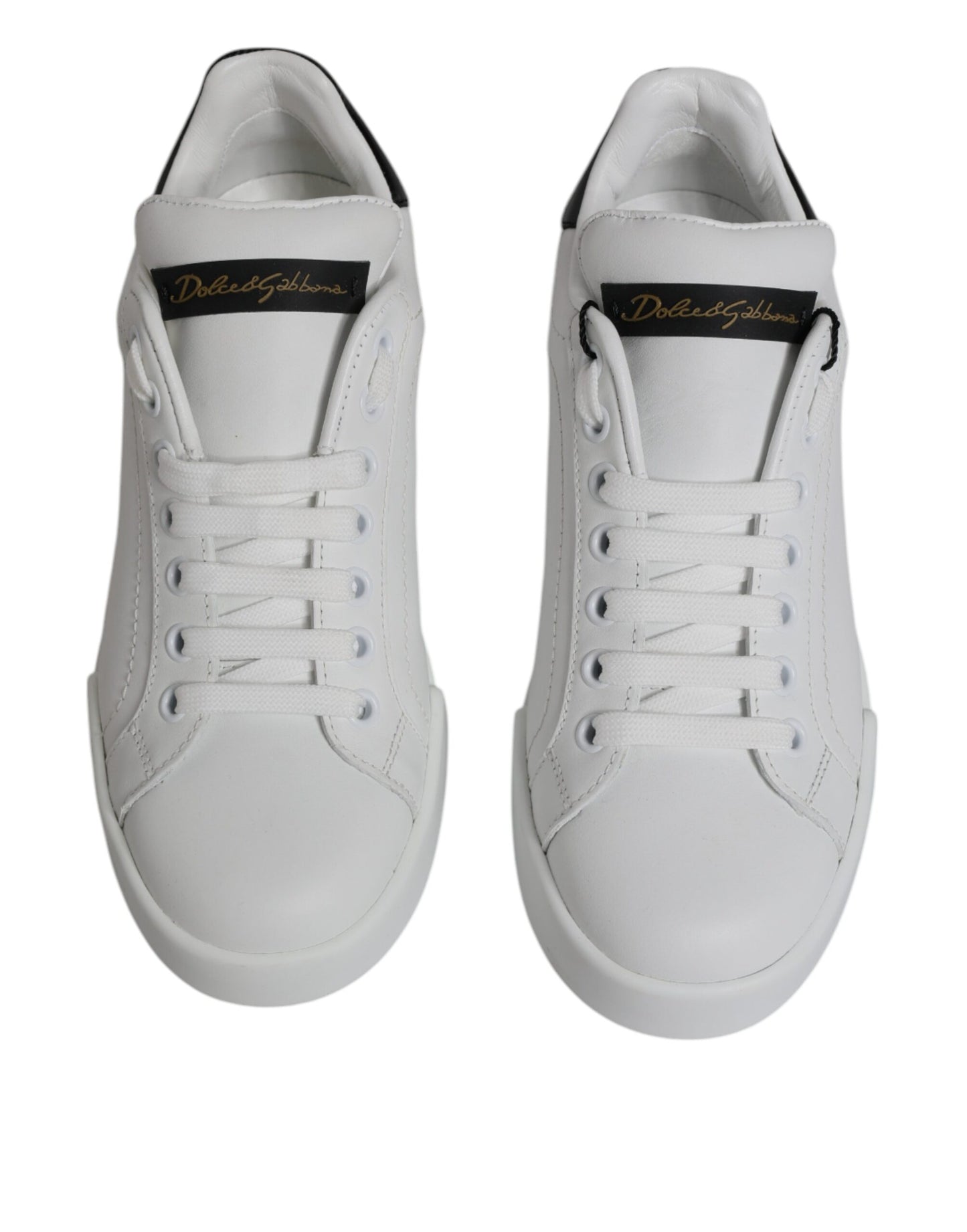 Dolce & Gabbana Klassische Low-Top-Sneakers aus weißem Leder