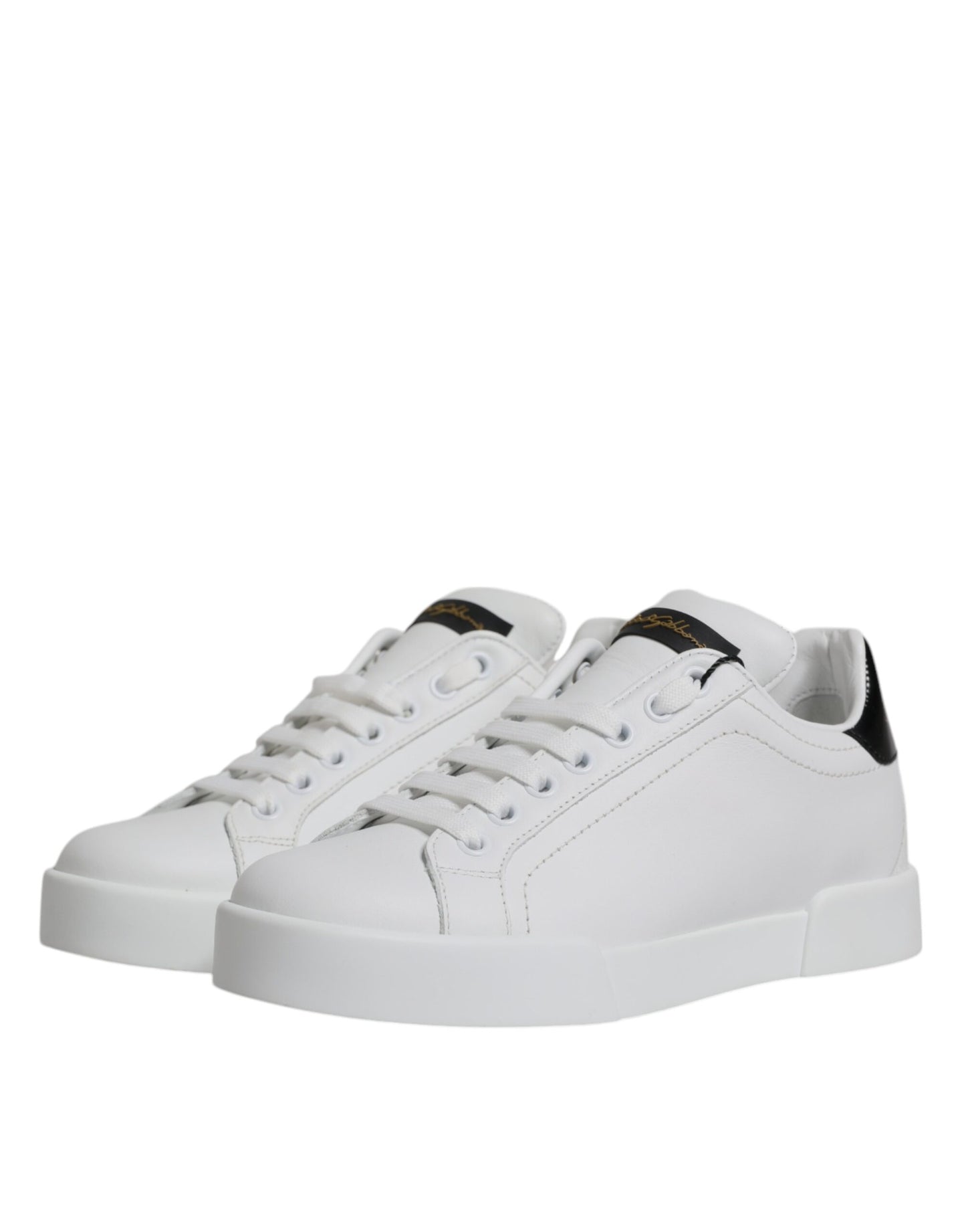 Dolce & Gabbana Klassische Low-Top-Sneakers aus weißem Leder