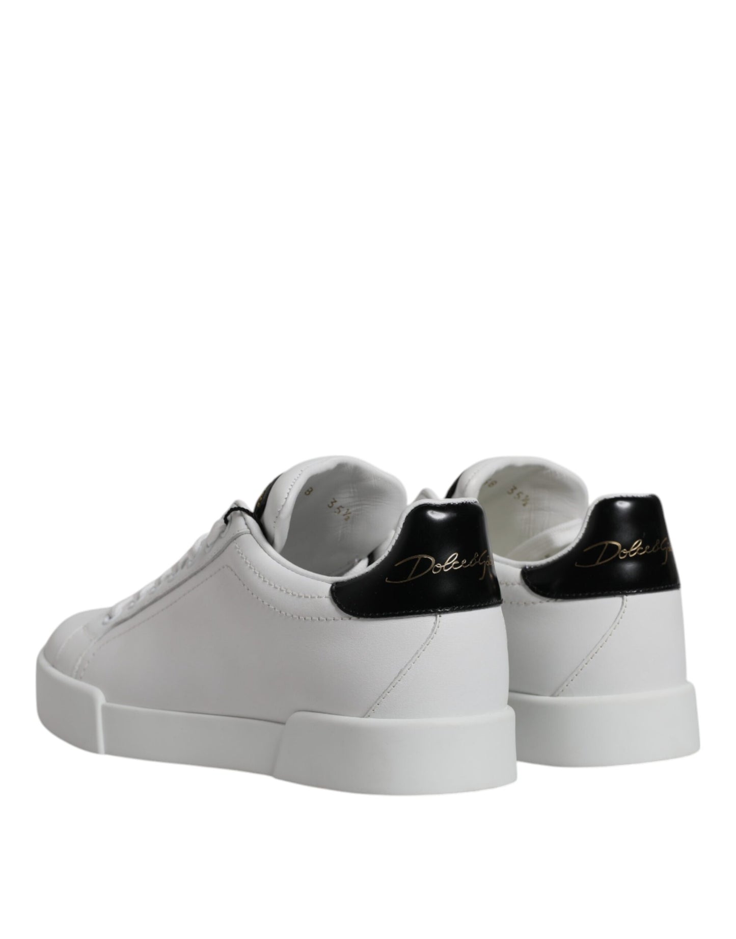 Dolce & Gabbana Klassische Low-Top-Sneakers aus weißem Leder