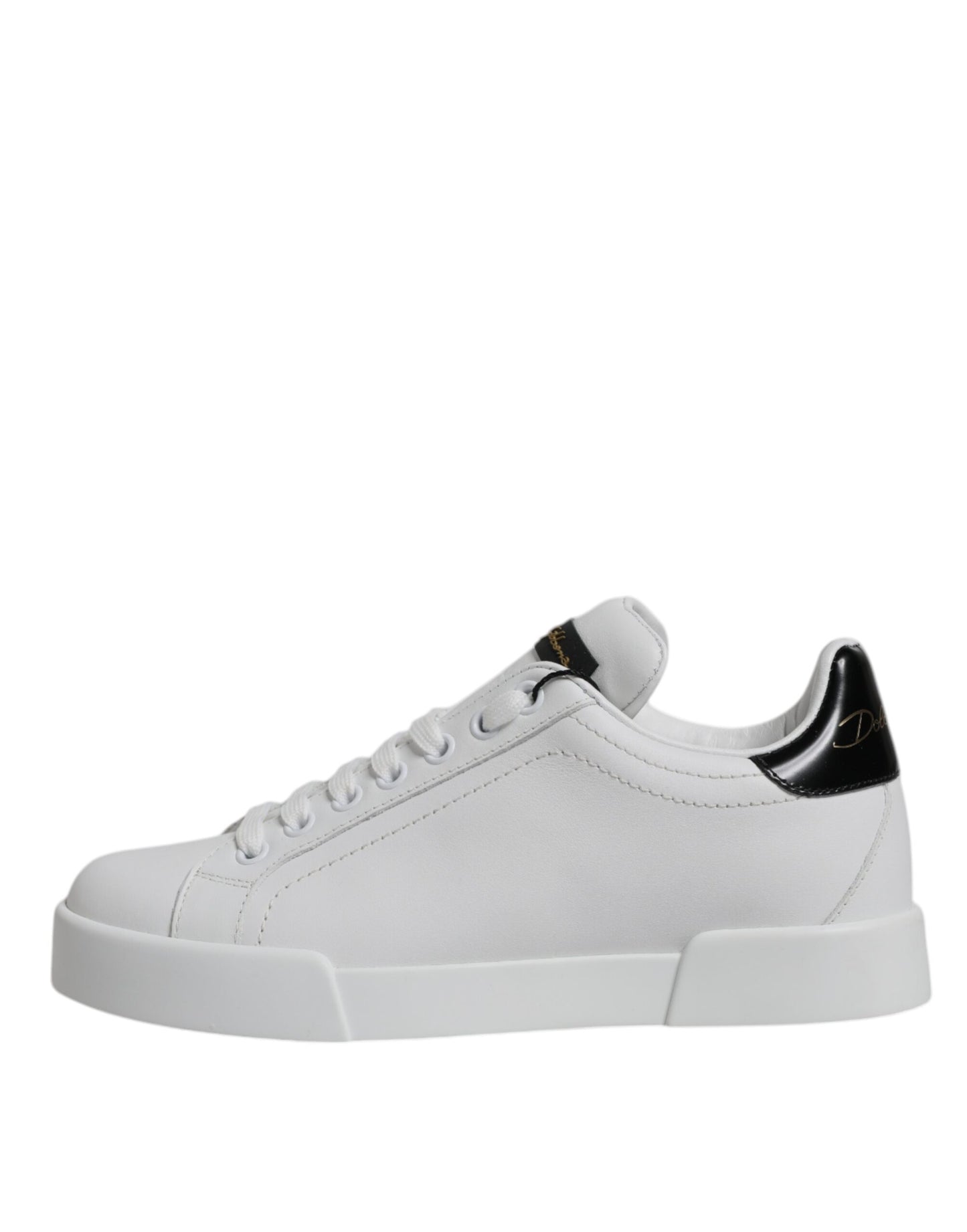 Dolce & Gabbana Klassische Low-Top-Sneakers aus weißem Leder