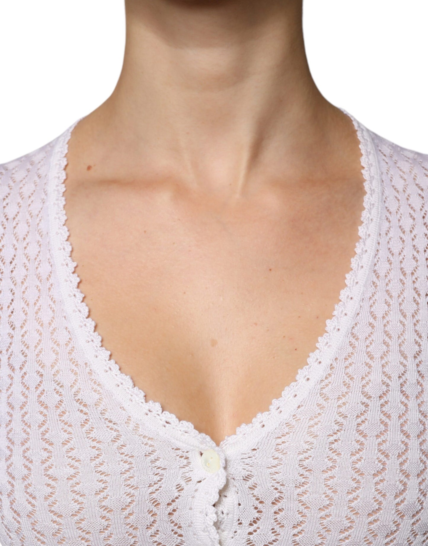 Dolce & Gabbana – Weißer Cardigan aus Seide mit Knopfleiste