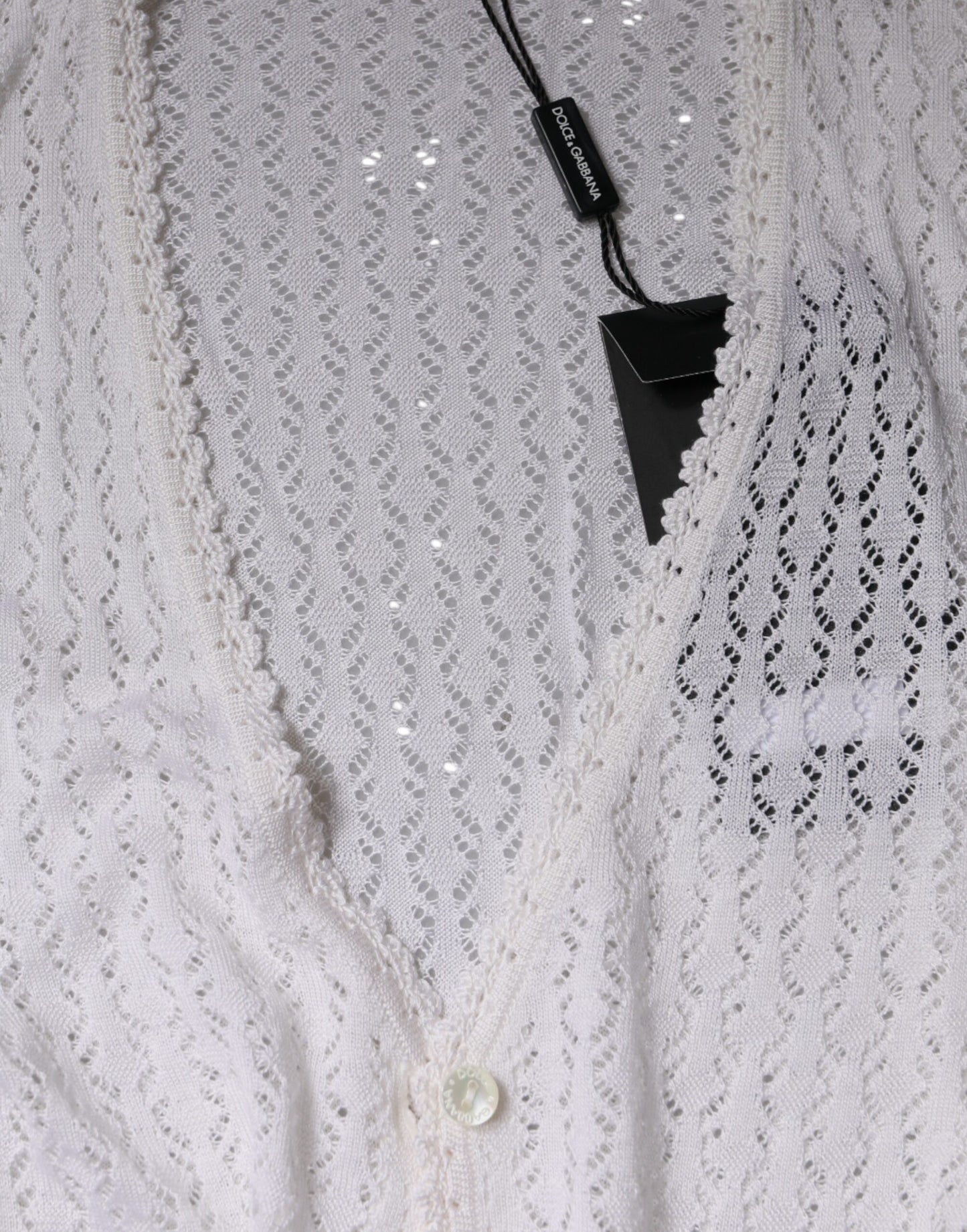 Dolce & Gabbana – Weißer Cardigan aus Seide mit Knopfleiste